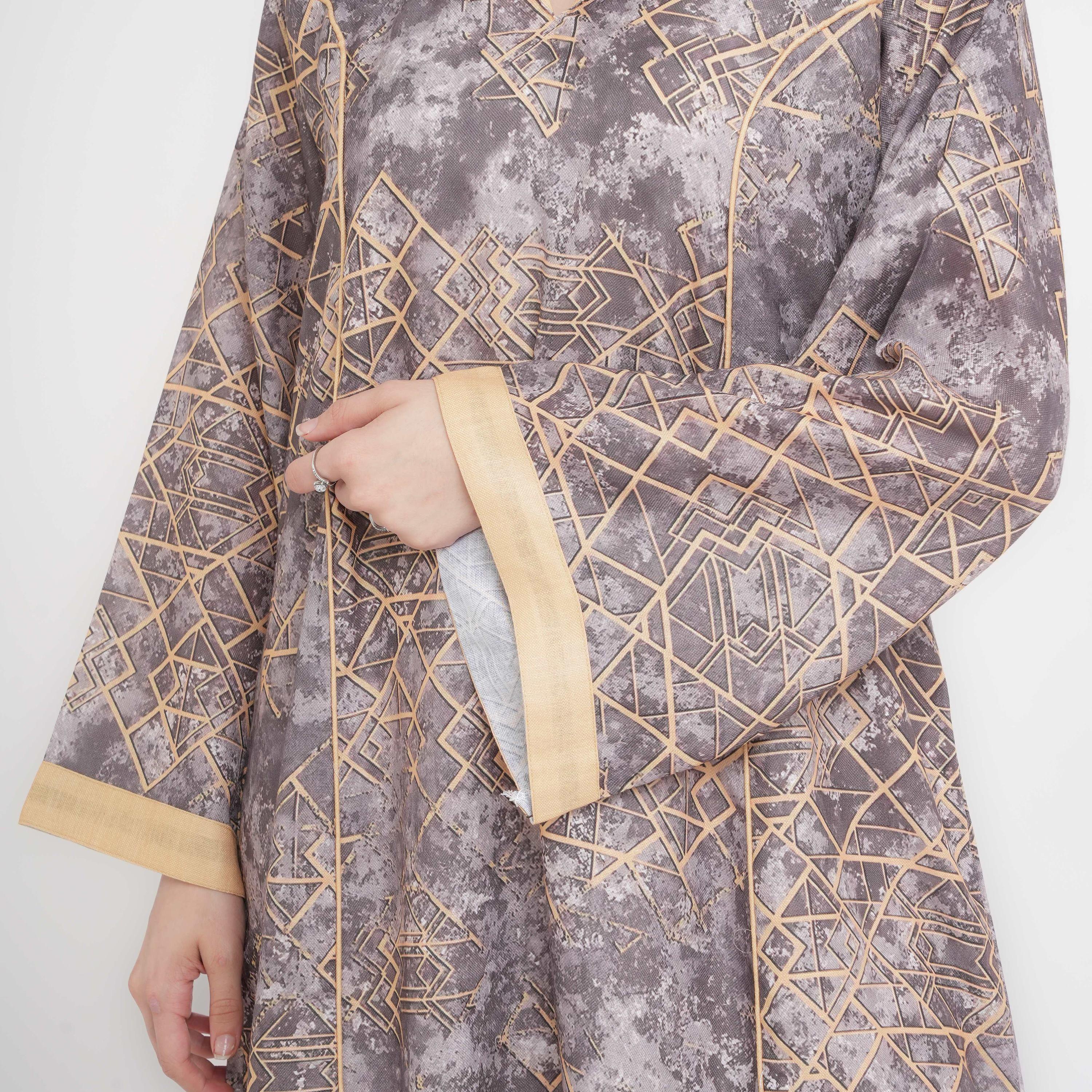 IKKXA Geometric Print Wide Sleeves Women's Jalabiya-women-arabicclothing-jalabiyas-image-10