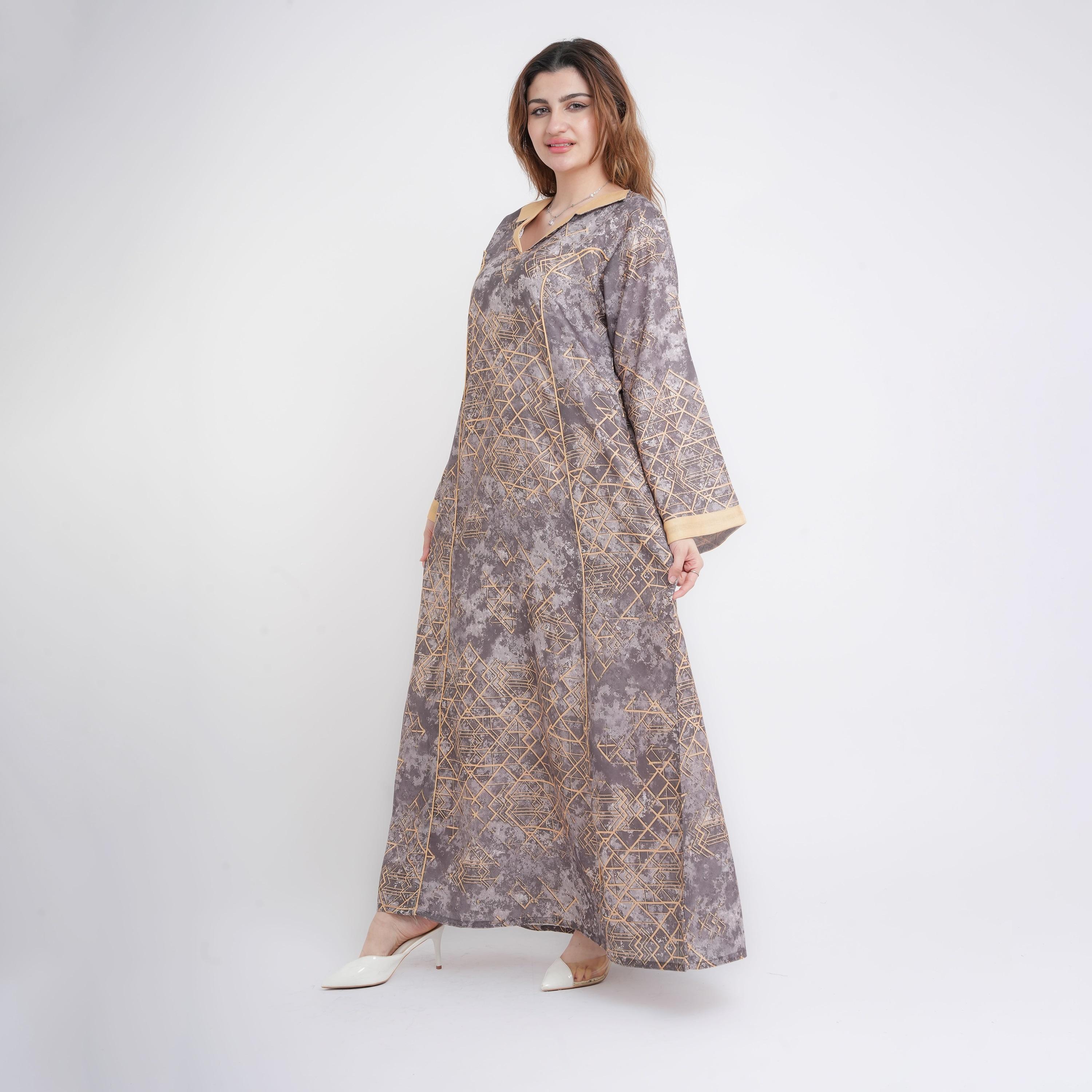 IKKXA Geometric Print Wide Sleeves Women's Jalabiya-women-arabicclothing-jalabiyas-image-11