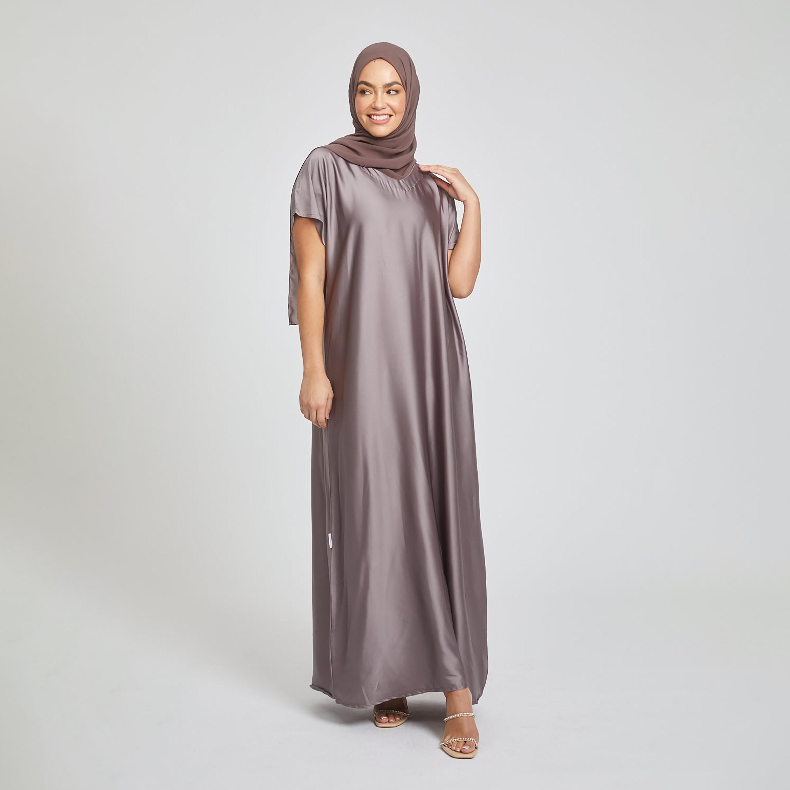 Nukhbaa Grey Nida Abaya Inner Dress-women-arabicclothing-abayainner-image-1