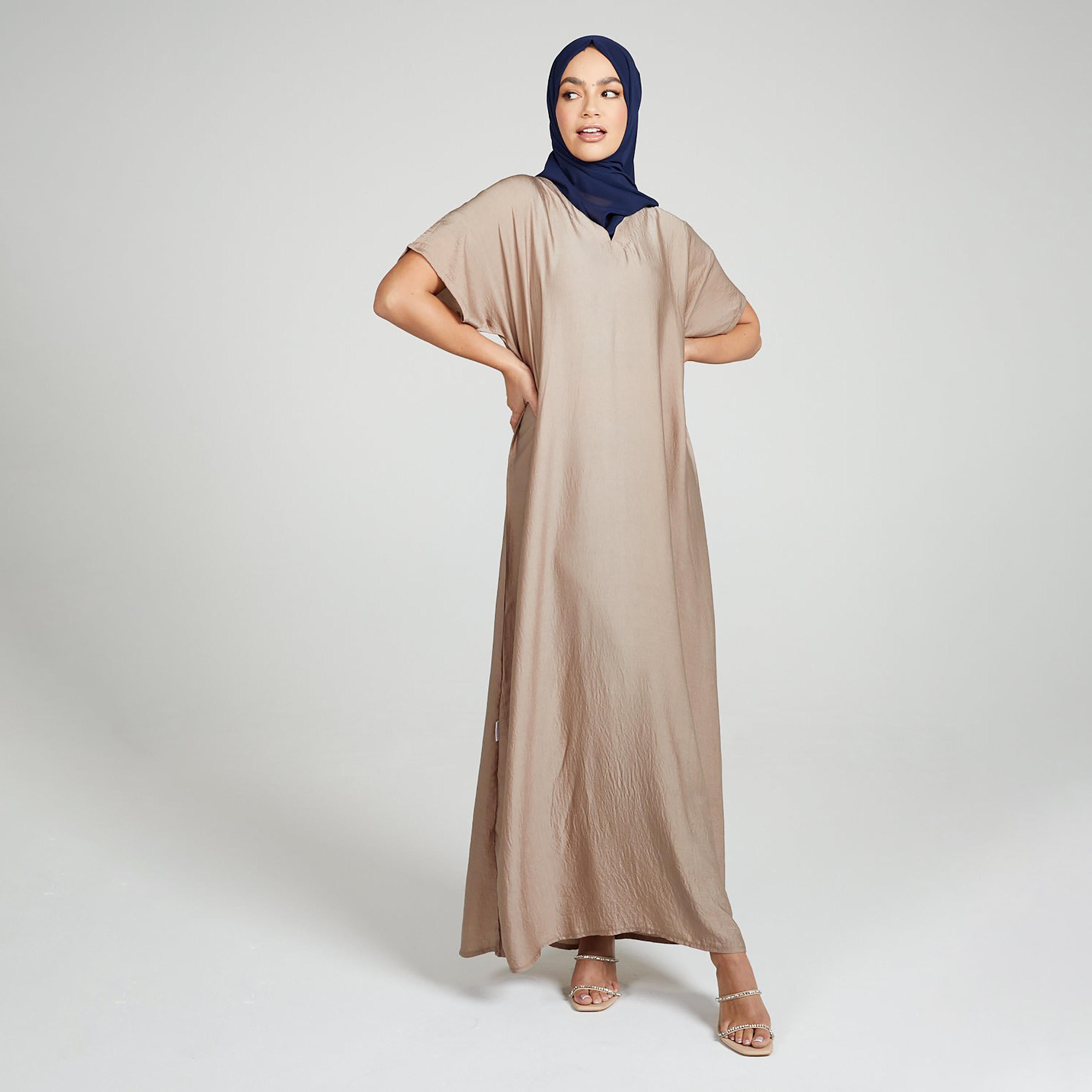 Nukhbaa Beige Nida Abaya Inner Dress-women-arabicclothing-abayainner-image-1