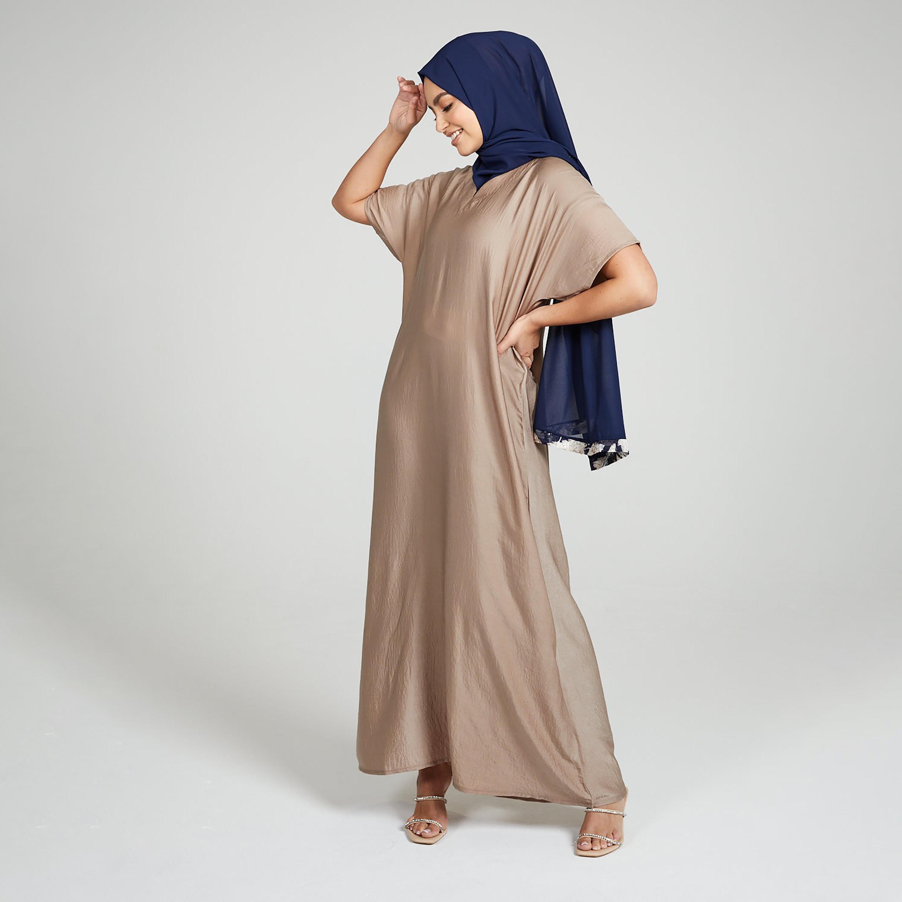 Nukhbaa Beige Nida Abaya Inner Dress-women-arabicclothing-abayainner-image-2