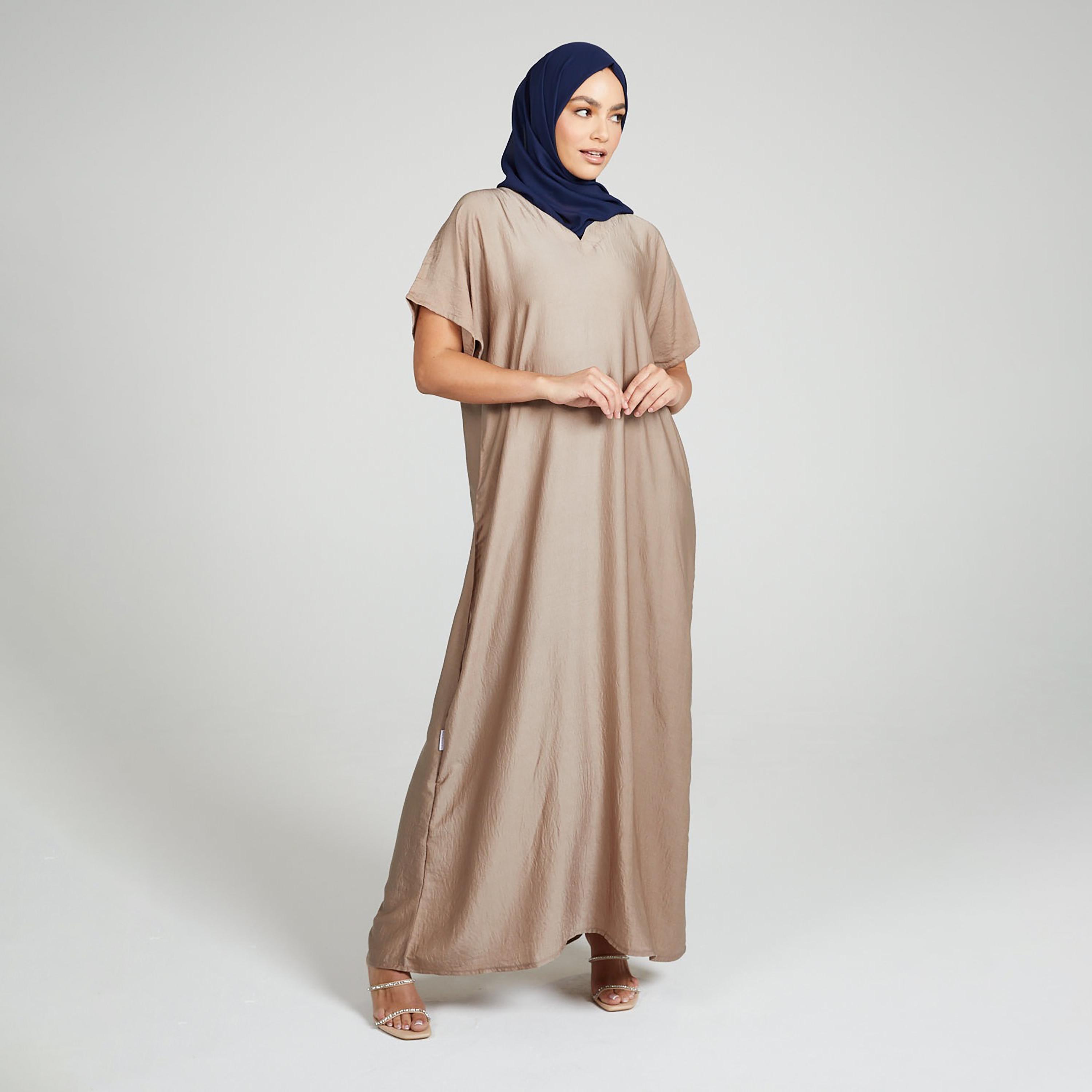 Nukhbaa Beige Nida Abaya Inner Dress-women-arabicclothing-abayainner-image-3