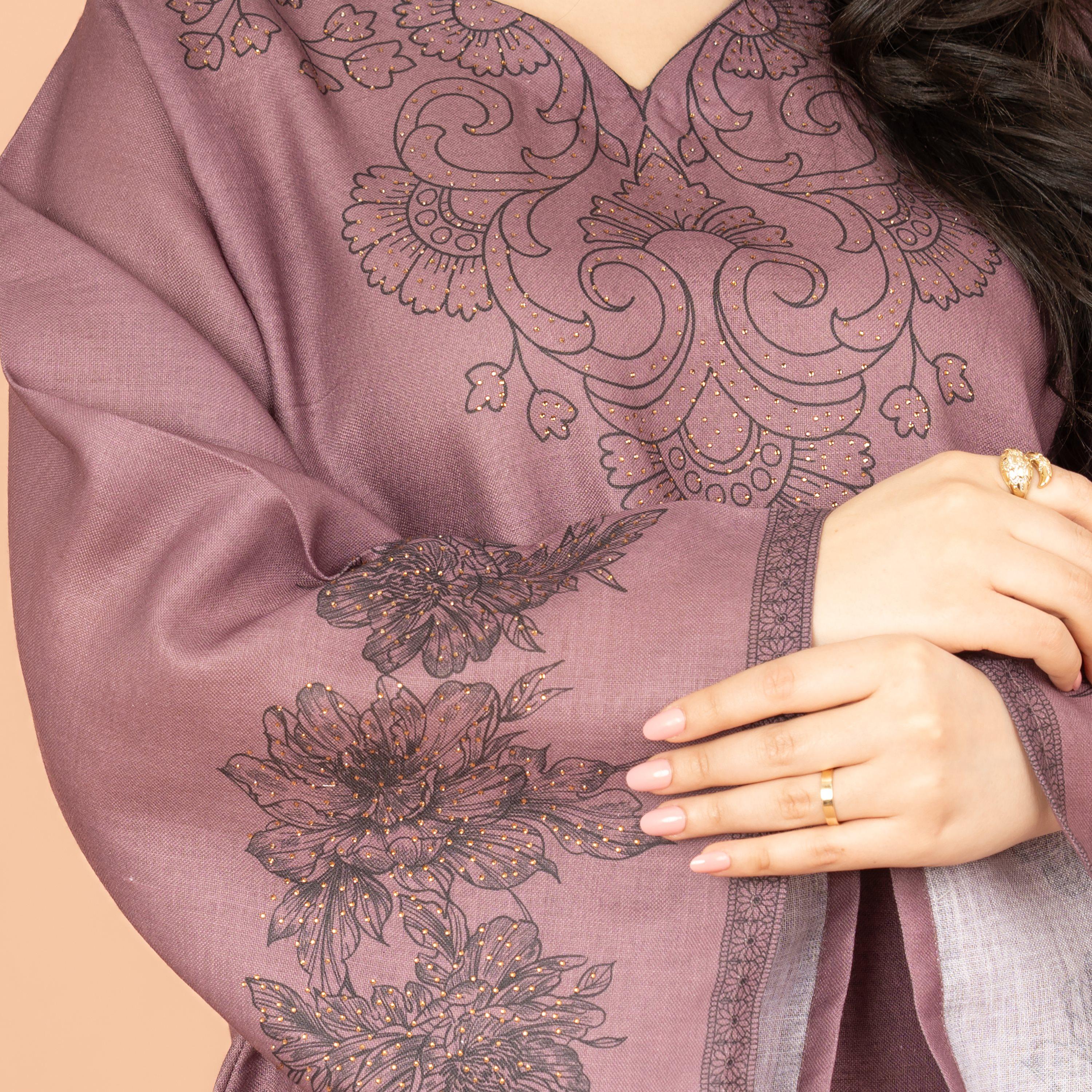 جلابية نسائية مسائية مطبوعة ومزينة بلمسة زهور وأكمام واسعة من إكسا-women-arabicclothing-jalabiyas-image-12