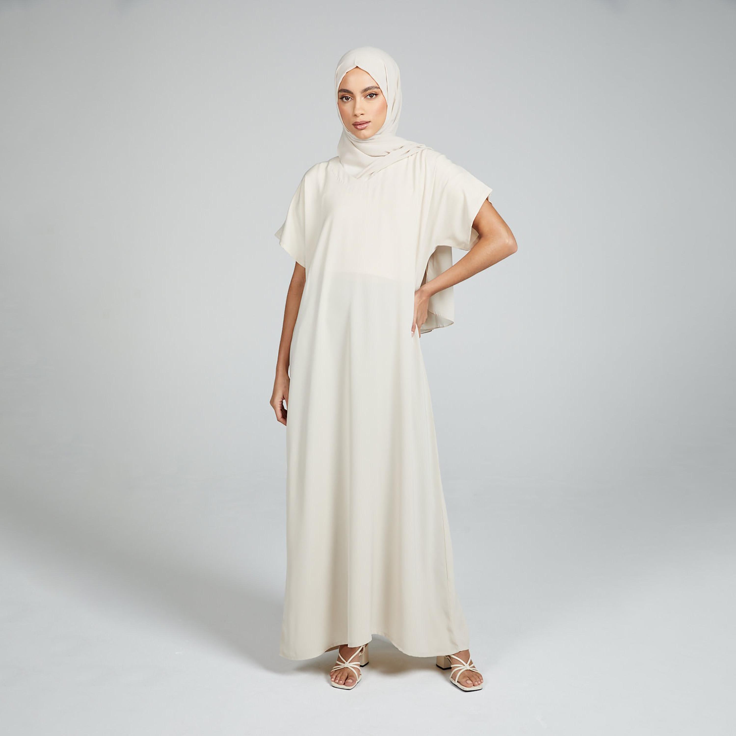 Nukhbaa Beige Nida Abaya Inner Dress-women-arabicclothing-abayainner-image-1