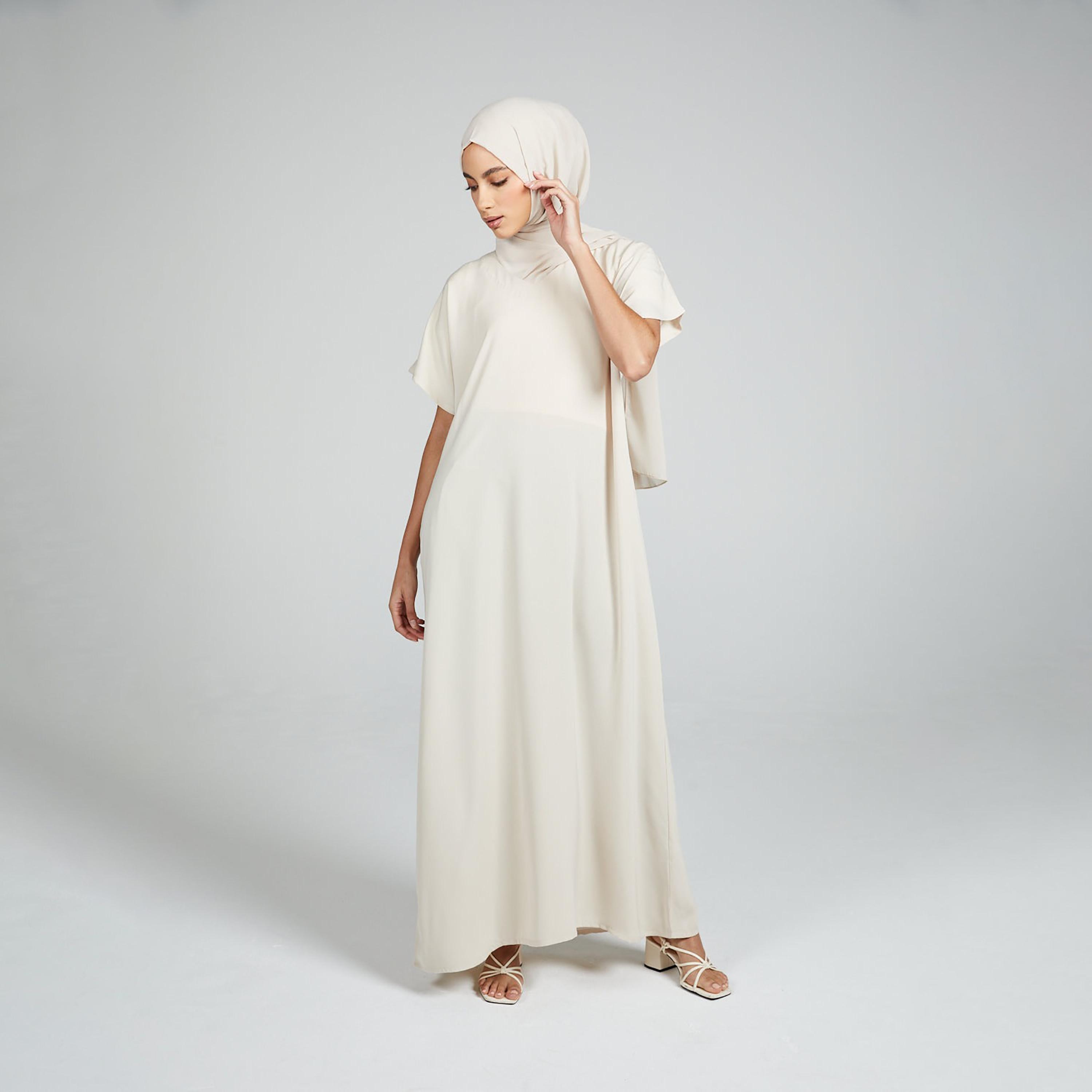 Nukhbaa Beige Nida Abaya Inner Dress-women-arabicclothing-abayainner-image-3