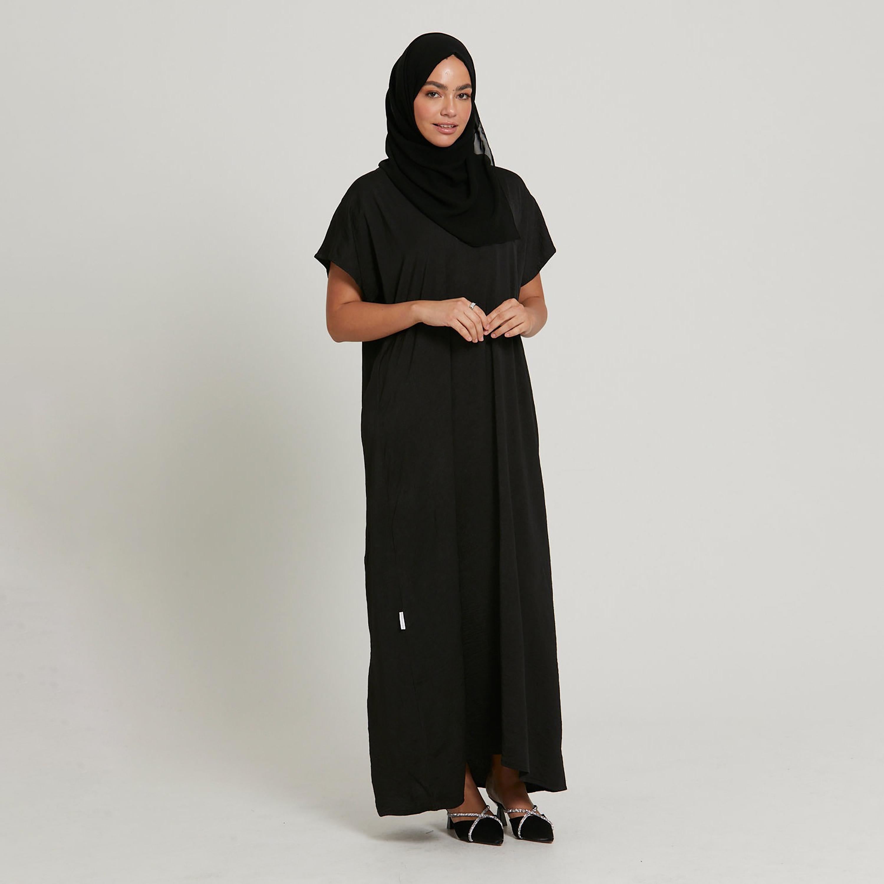 Nukhbaa Black Nida Abaya Inner Dress-women-arabicclothing-abayainner-image-1