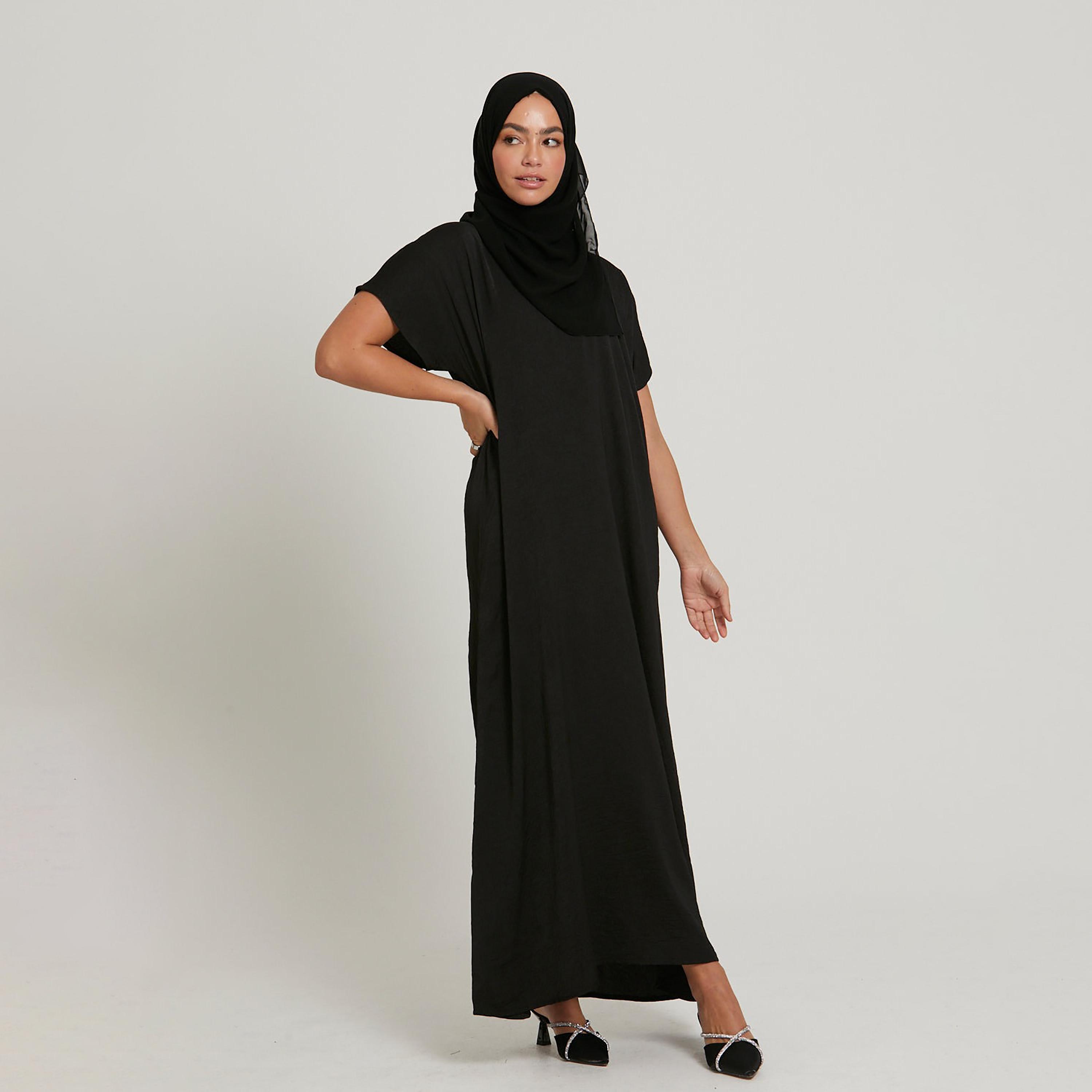 Nukhbaa Black Nida Abaya Inner Dress-women-arabicclothing-abayainner-image-2