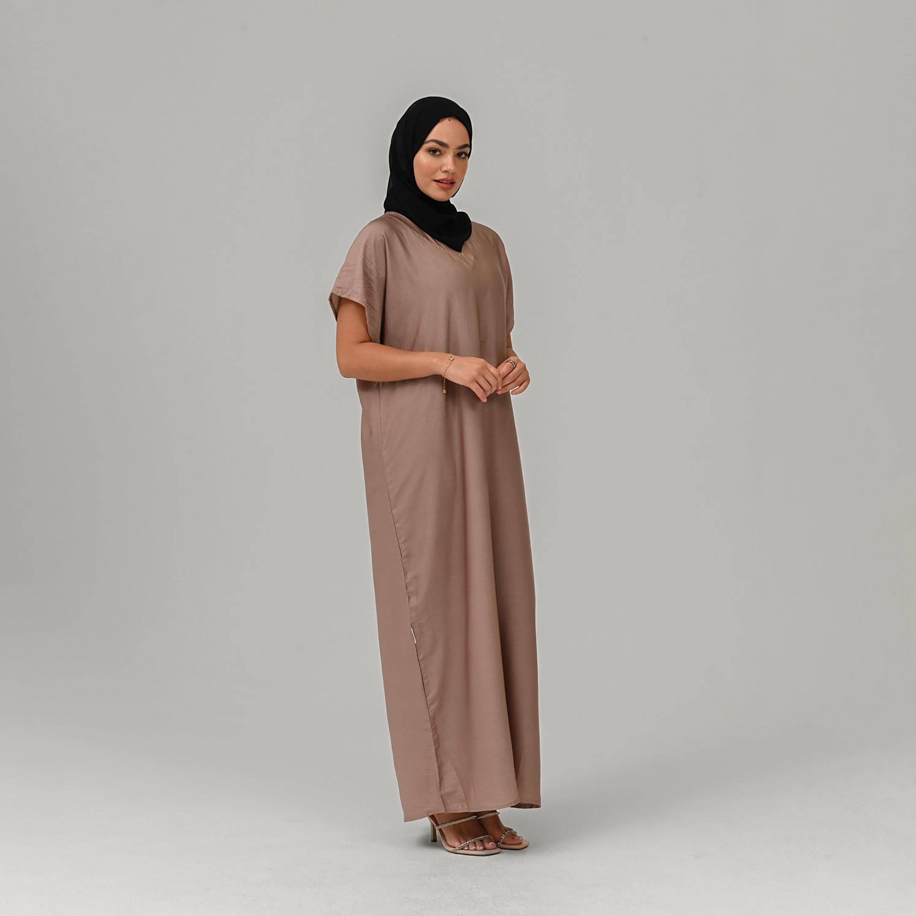 Nukhbaa Brown Nida Abaya Inner Dress-women-arabicclothing-abayainner-image-4