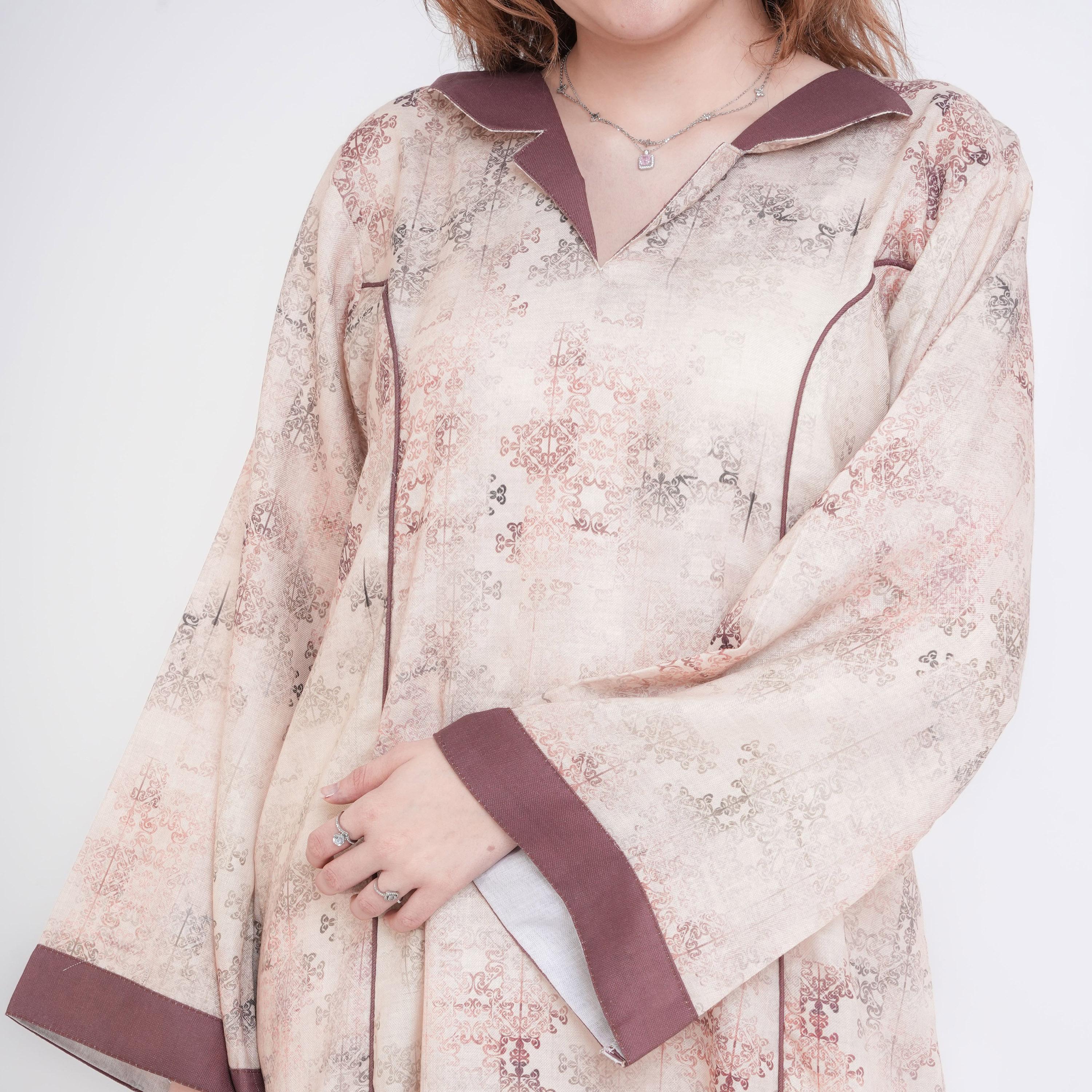 جلابية نسائية بأكمام واسعة وطبعة هندسية من إككسا-women-arabicclothing-jalabiyas-image-10