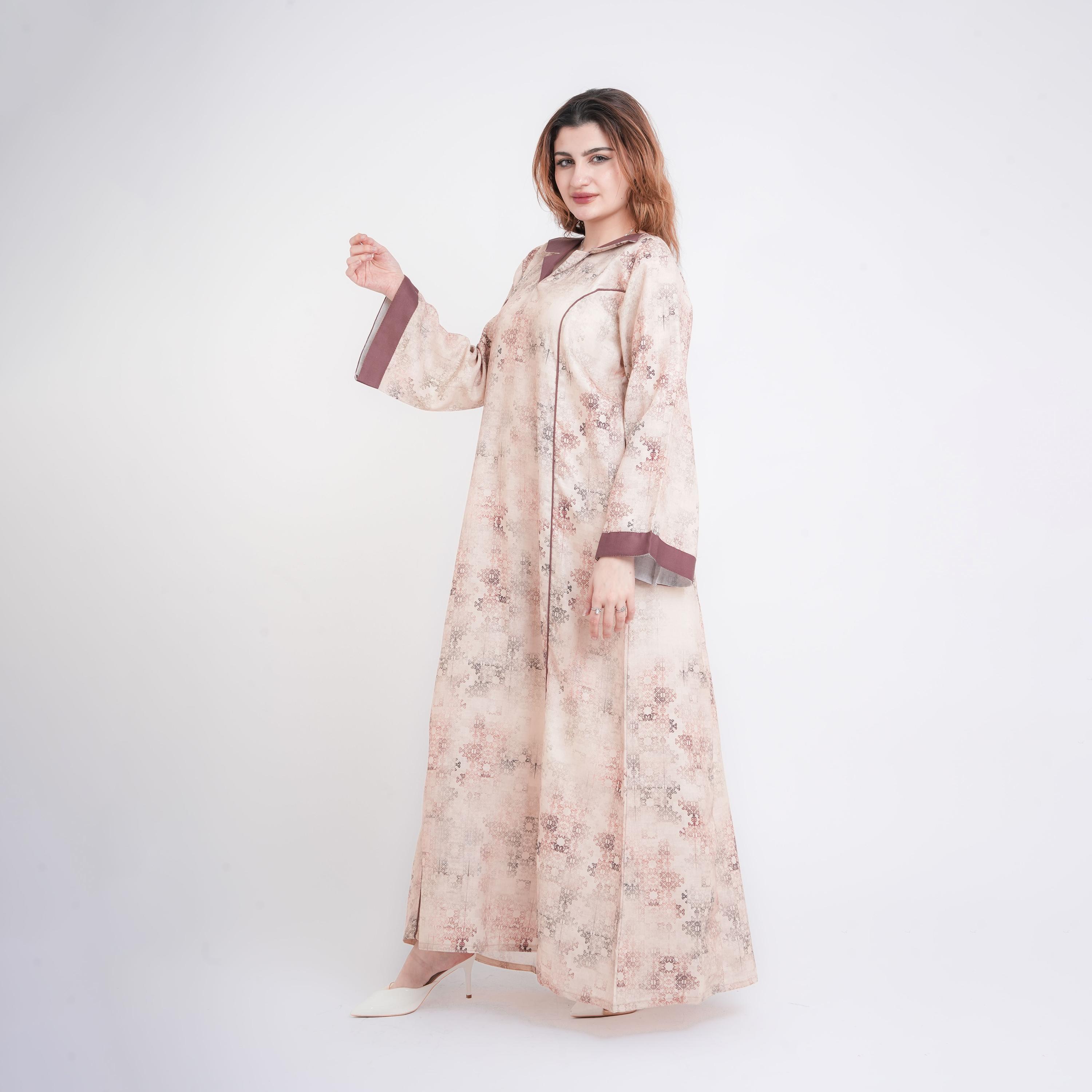 جلابية نسائية بأكمام واسعة وطبعة هندسية من إككسا-women-arabicclothing-jalabiyas-image-11