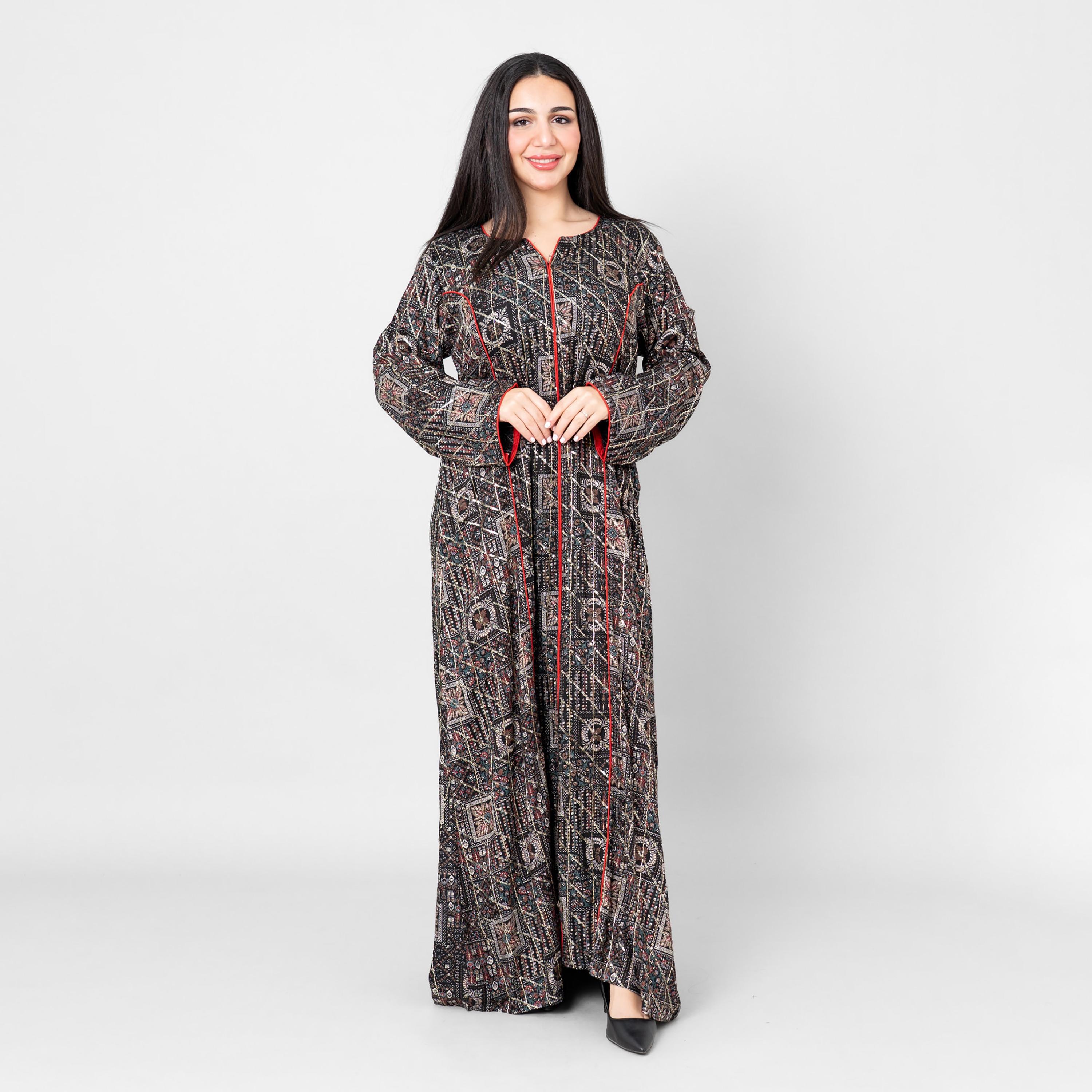 جلابية نسائية بطبعة "إثنيك جيوميتريك" من إككسا-women-arabicclothing-jalabiyas-image-1
