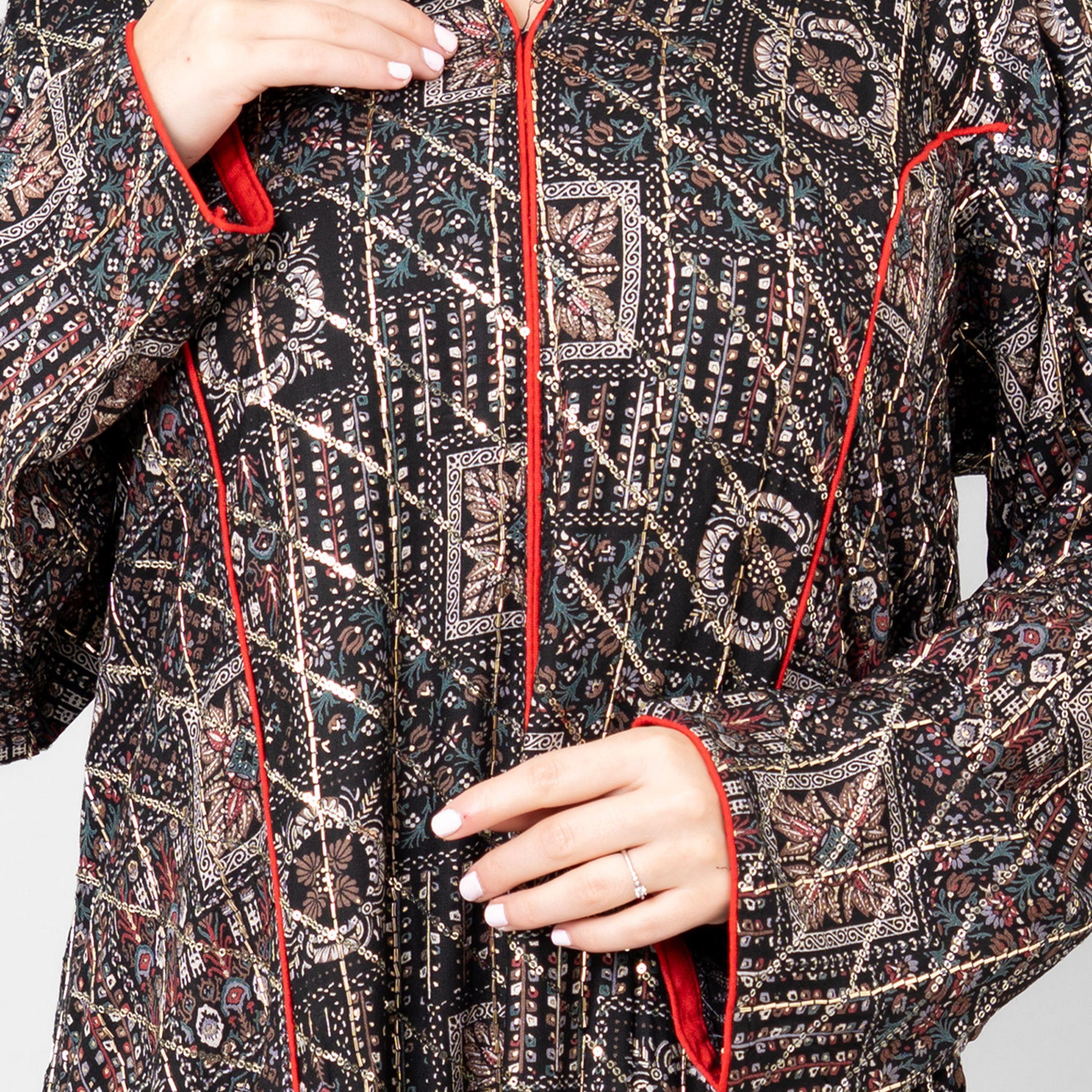 جلابية نسائية بطبعة "إثنيك جيوميتريك" من إككسا-women-arabicclothing-jalabiyas-image-2