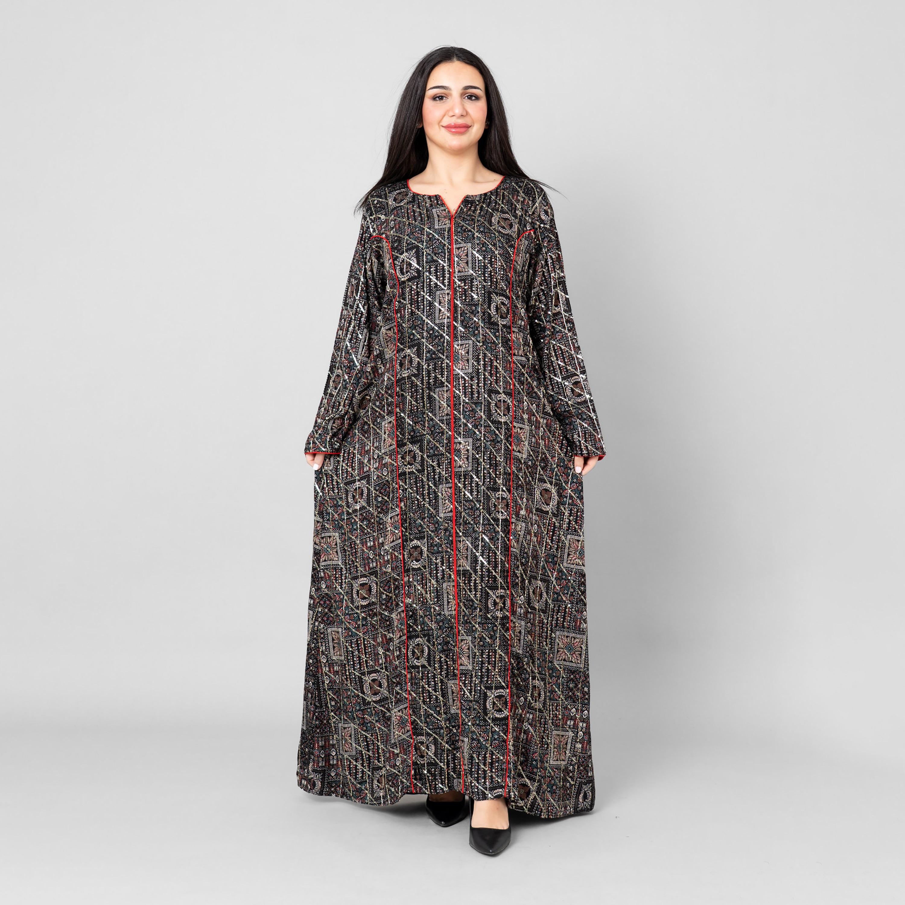جلابية نسائية بطبعة "إثنيك جيوميتريك" من إككسا-women-arabicclothing-jalabiyas-image-4