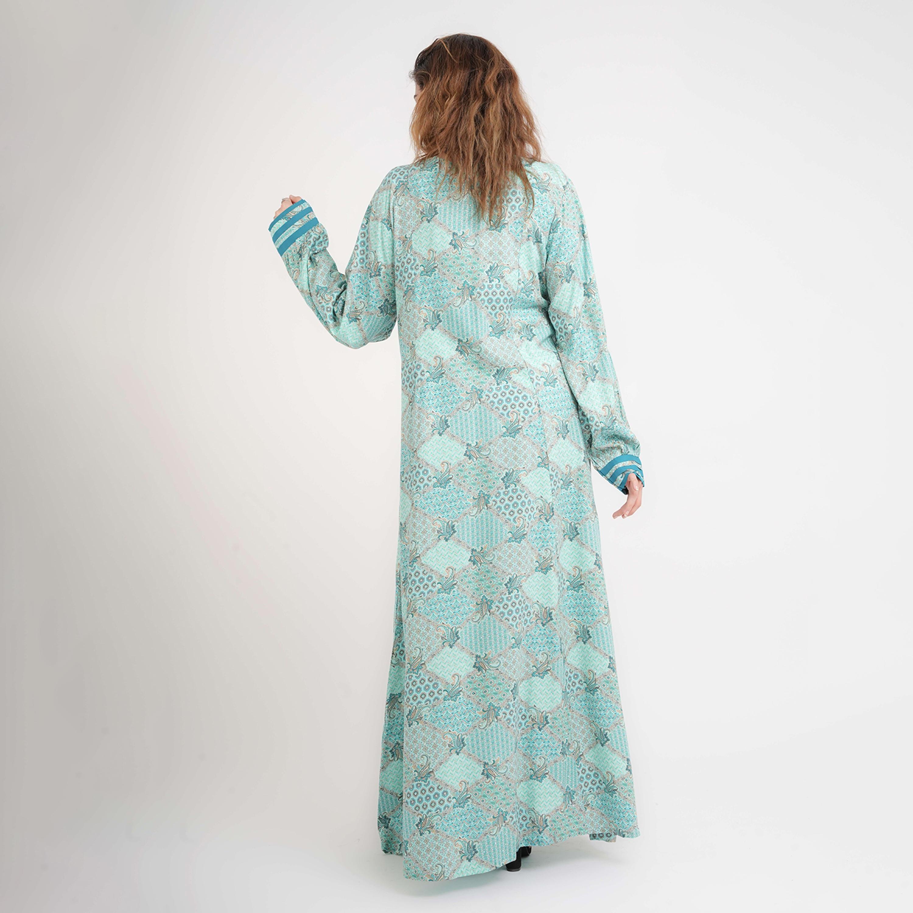 IKKXA Geometric & Paisley Bishop Sleeves Women's Jalabiya-women-arabicclothing-jalabiyas-image-4