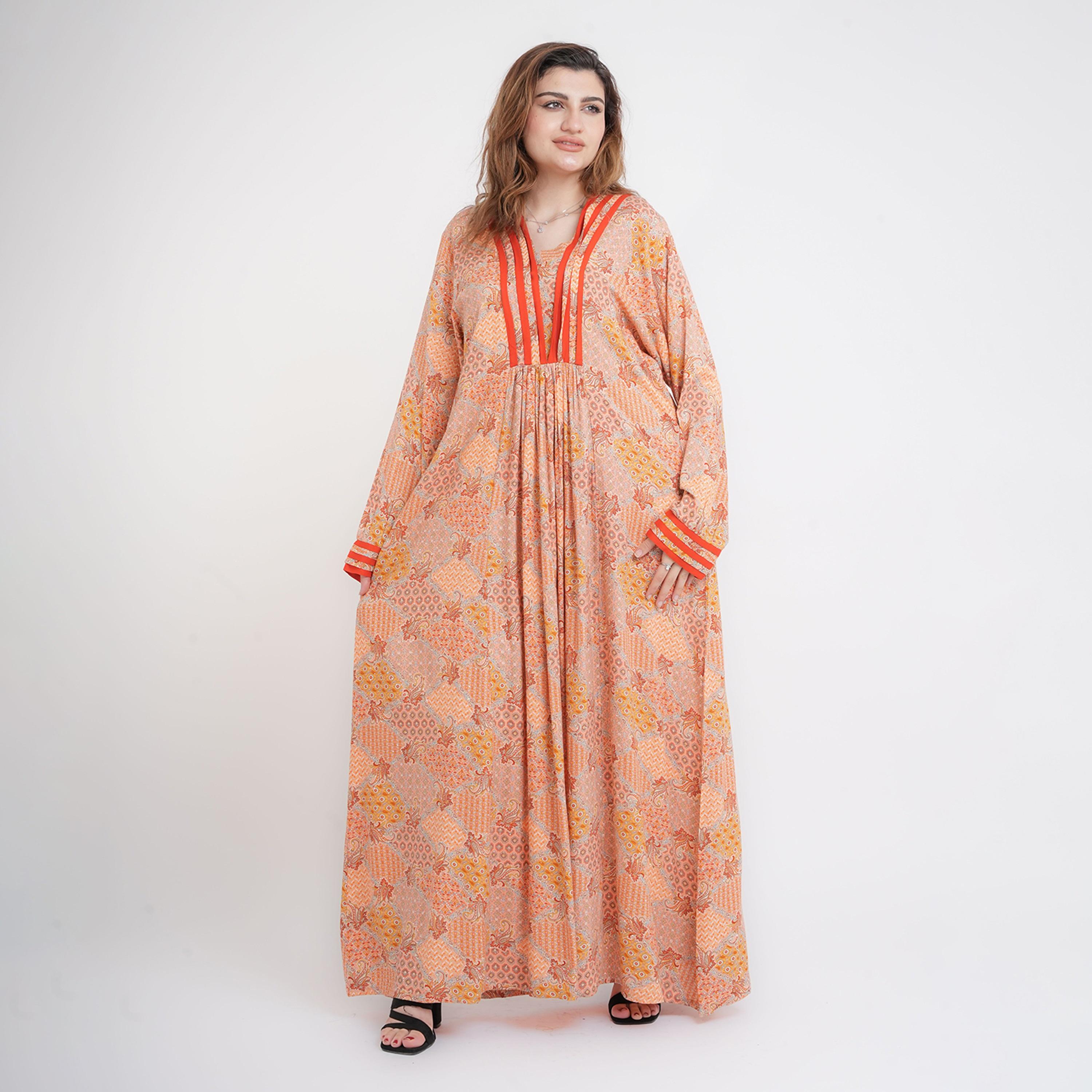 IKKXA Geometric & Paisley Bishop Sleeves Women's Jalabiya-women-arabicclothing-jalabiyas-image-5