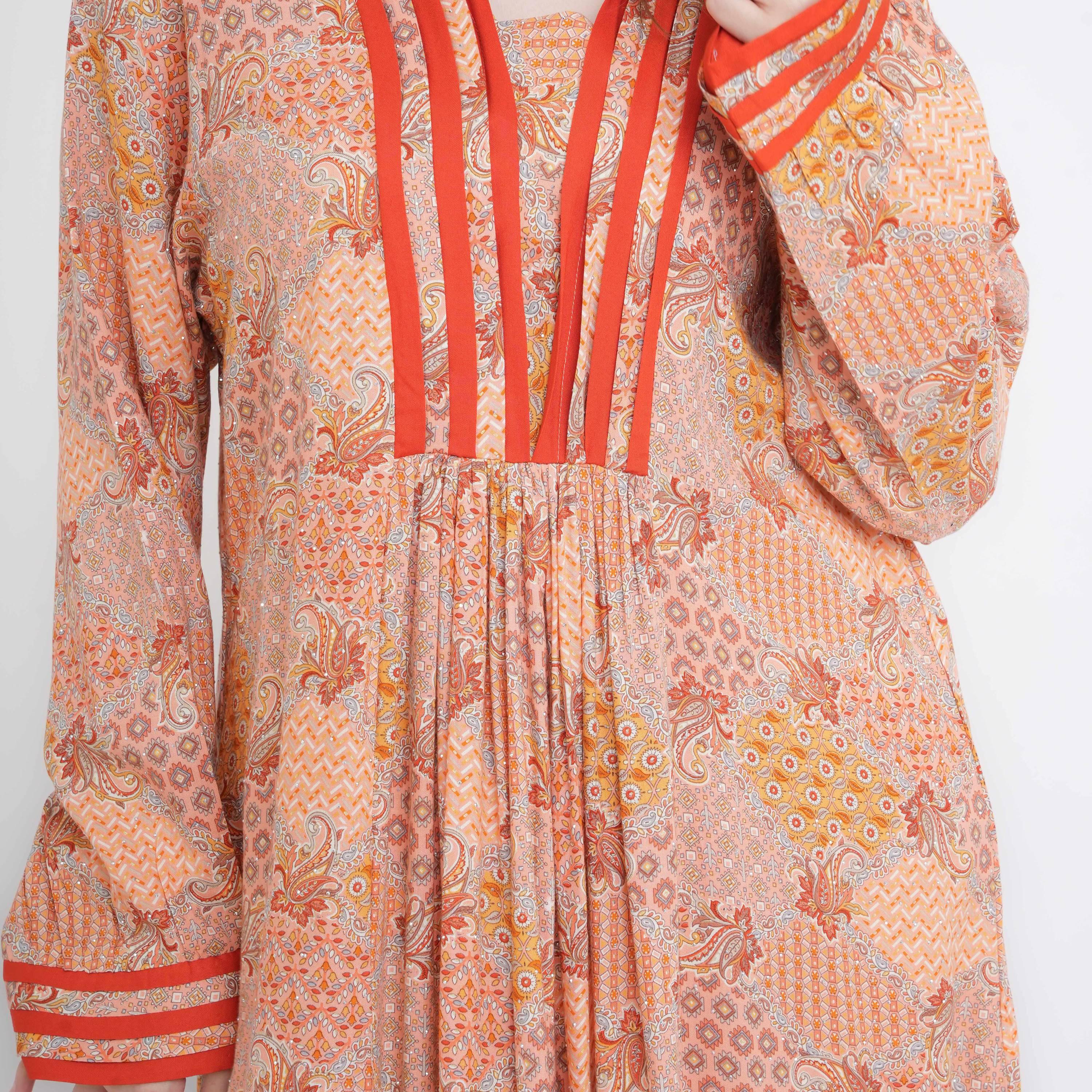 IKKXA Geometric & Paisley Bishop Sleeves Women's Jalabiya-women-arabicclothing-jalabiyas-image-6