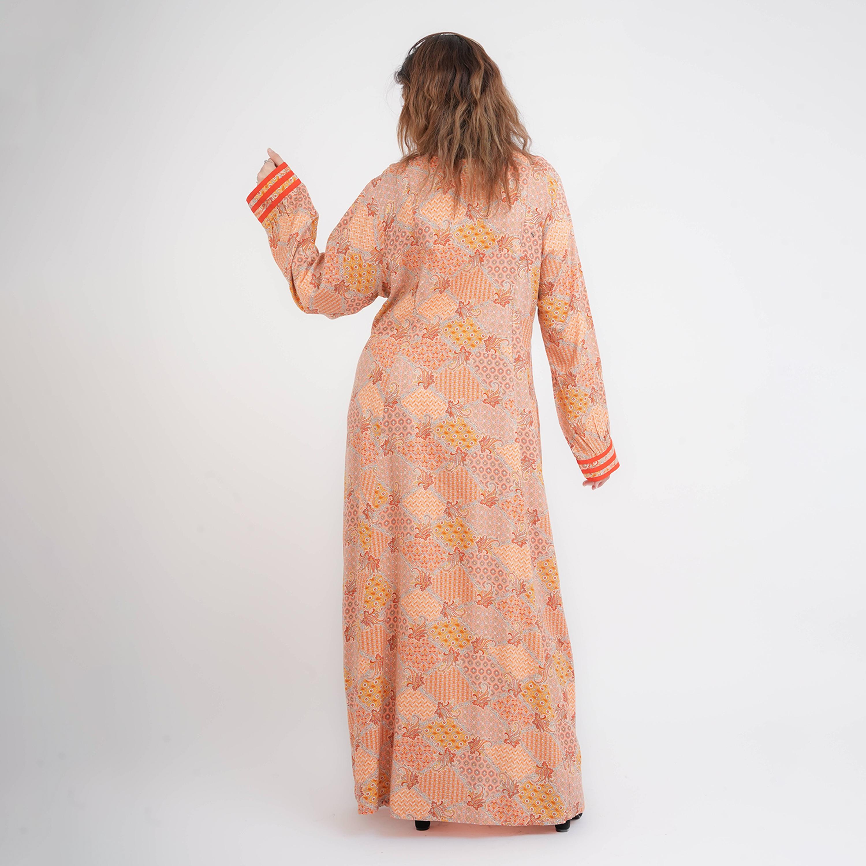 IKKXA Geometric & Paisley Bishop Sleeves Women's Jalabiya-women-arabicclothing-jalabiyas-image-8