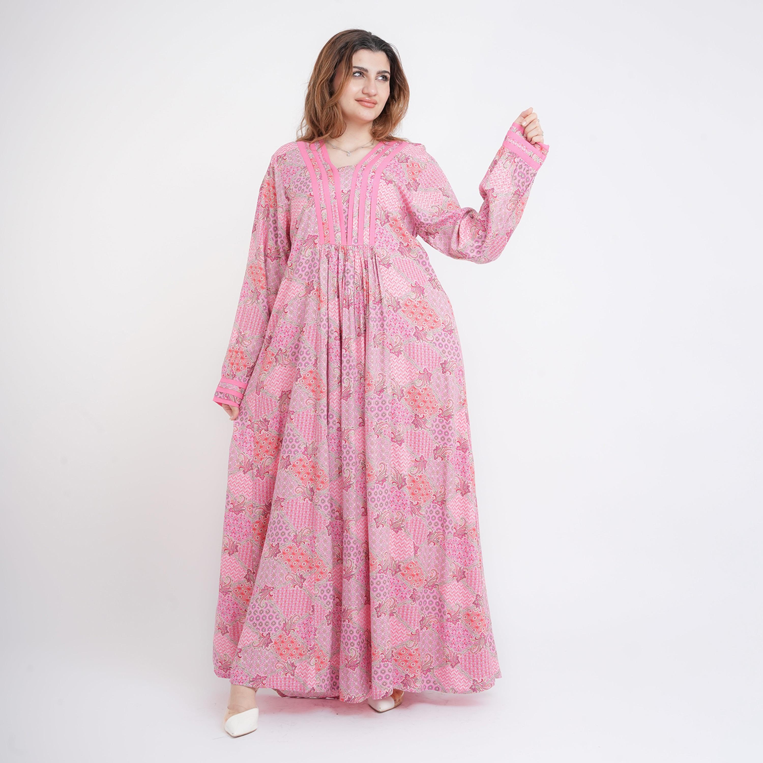 IKKXA Geometric & Paisley Bishop Sleeves Women's Jalabiya-women-arabicclothing-jalabiyas-image-9