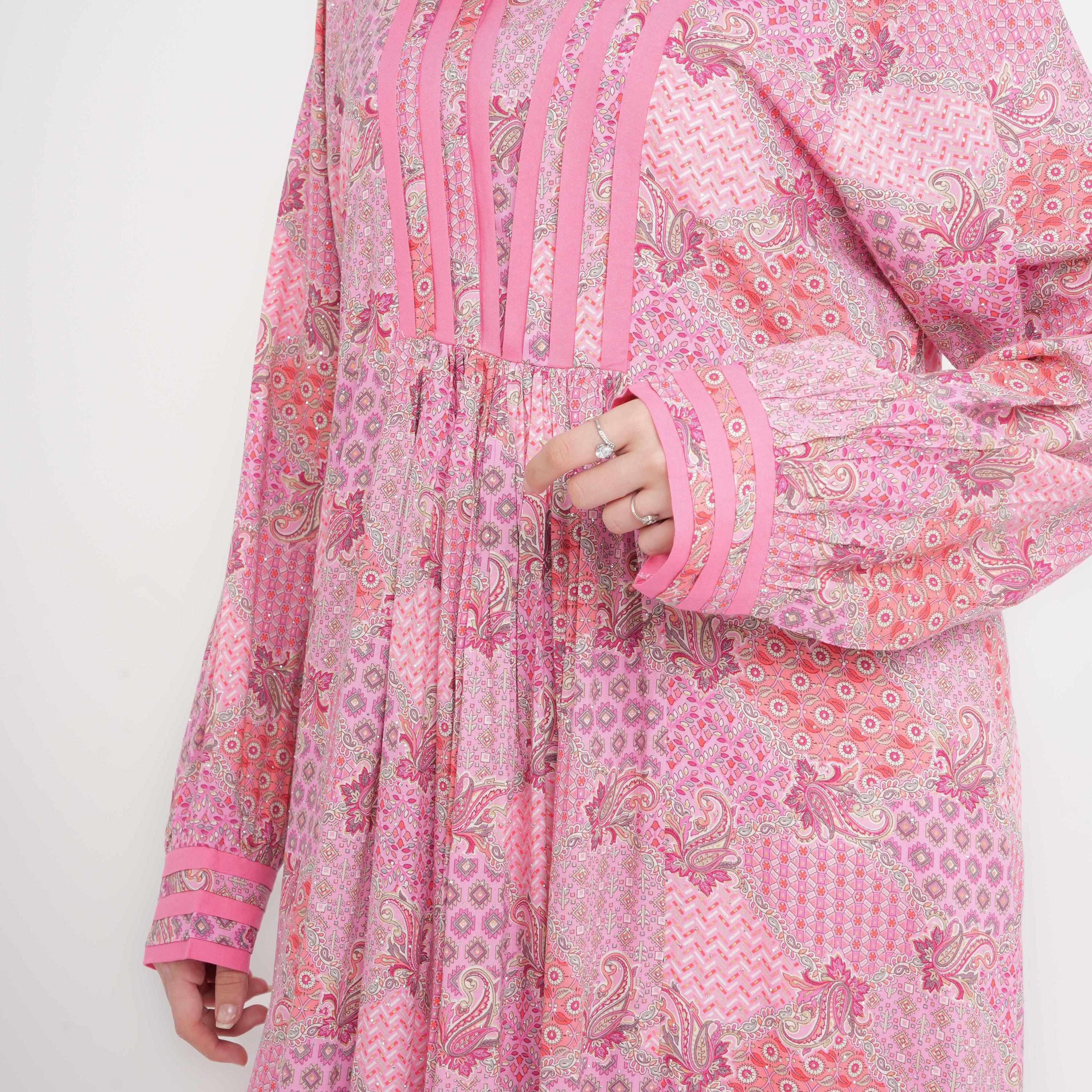 IKKXA Geometric & Paisley Bishop Sleeves Women's Jalabiya-women-arabicclothing-jalabiyas-image-10