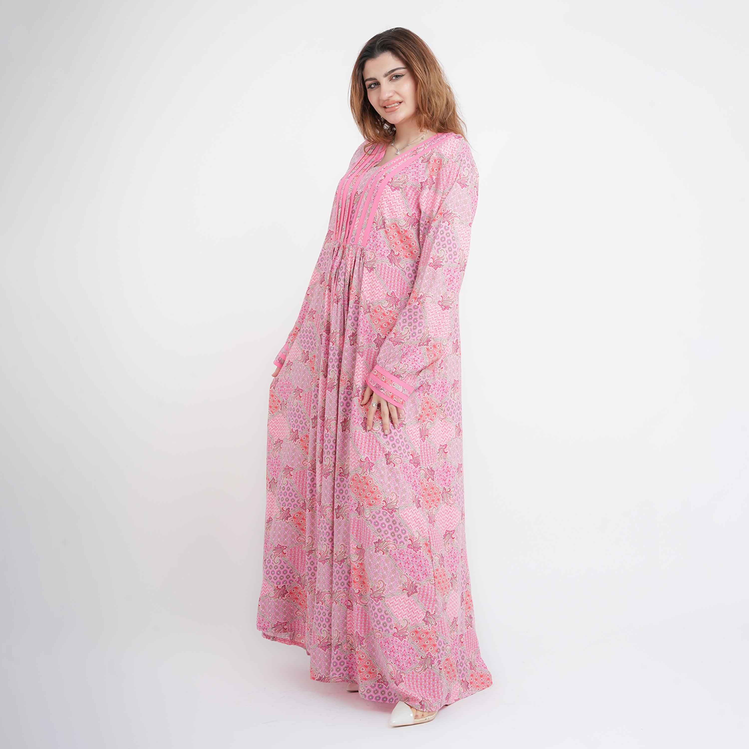 IKKXA Geometric & Paisley Bishop Sleeves Women's Jalabiya-women-arabicclothing-jalabiyas-image-11