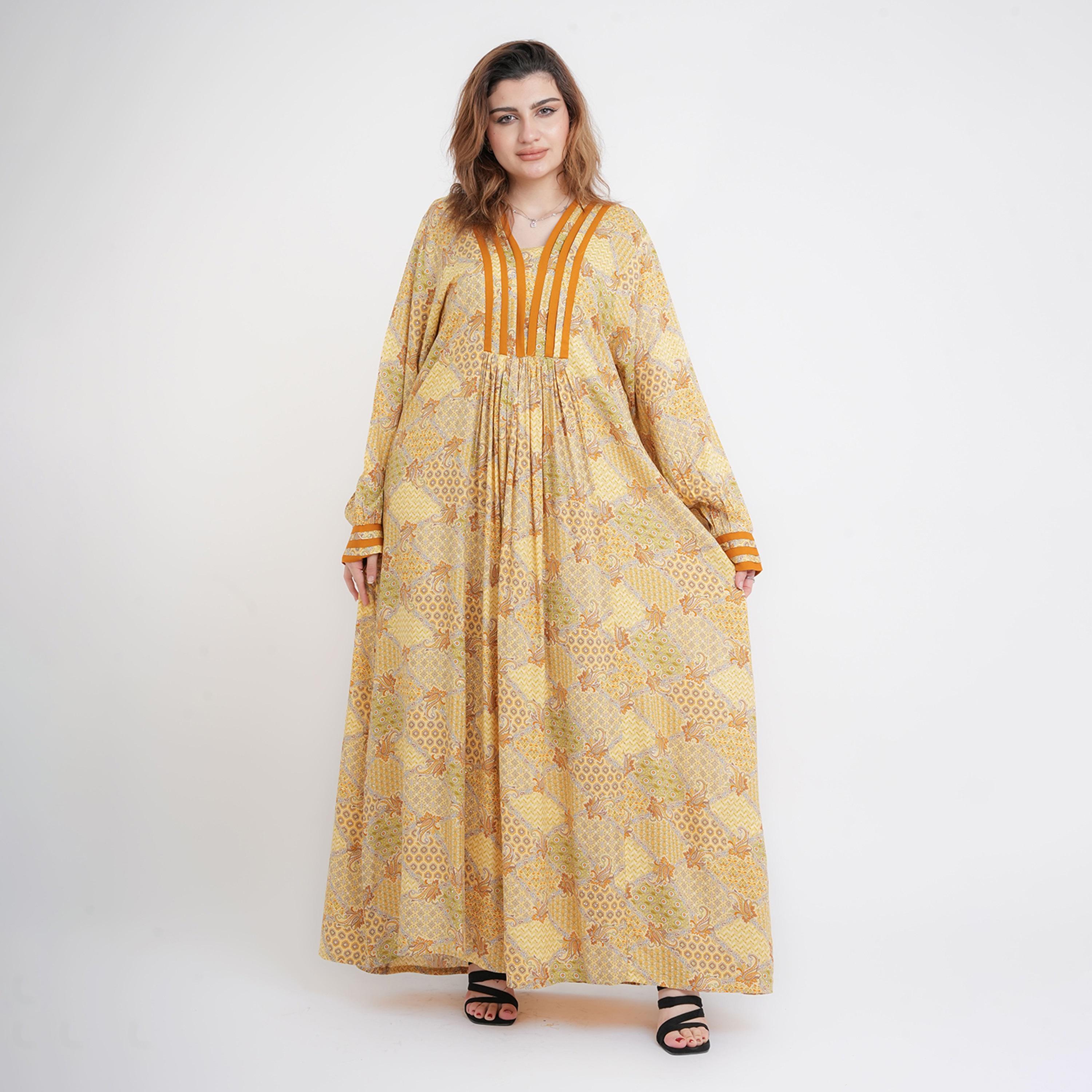 IKKXA Geometric & Paisley Bishop Sleeves Women's Jalabiya-women-arabicclothing-jalabiyas-image-13