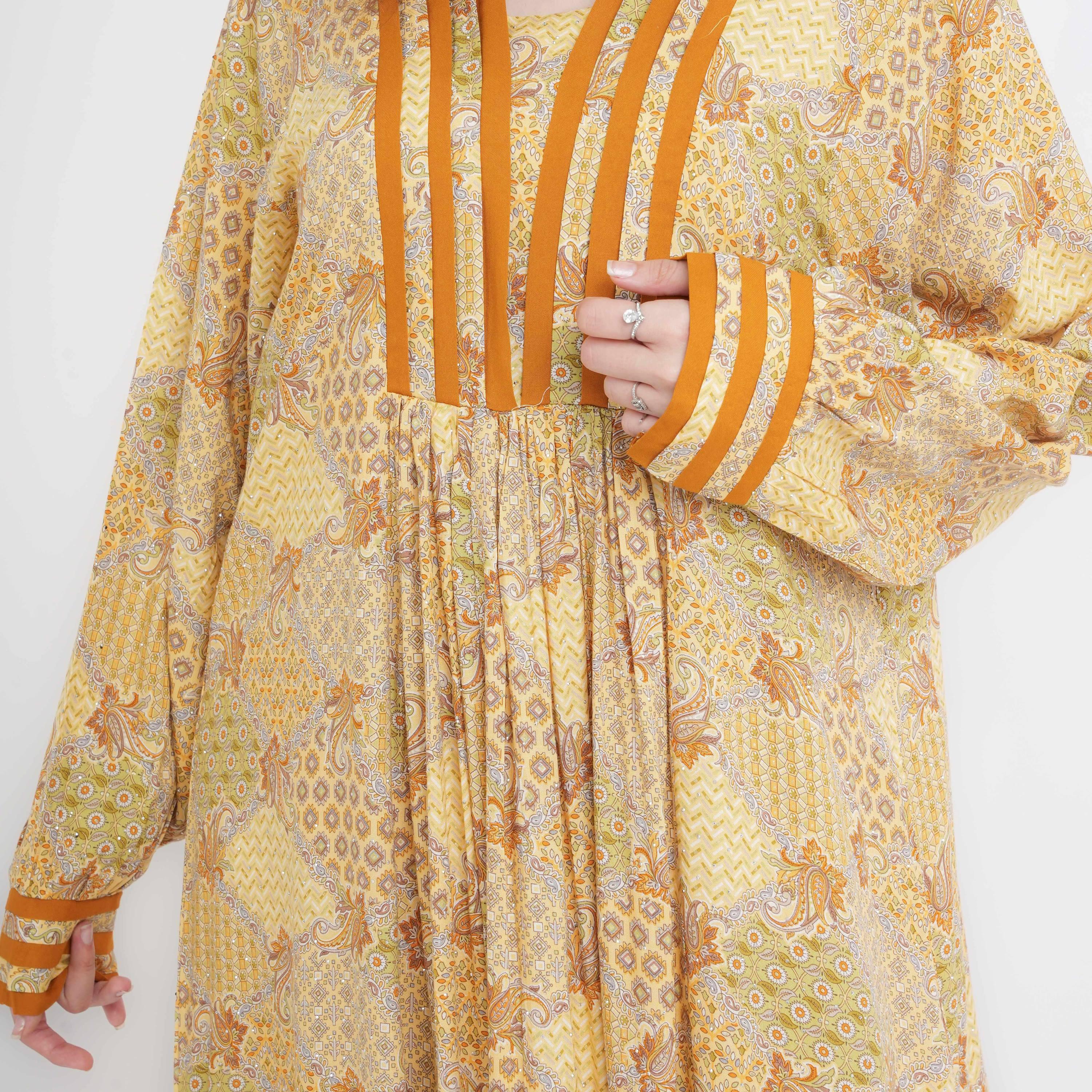 IKKXA Geometric & Paisley Bishop Sleeves Women's Jalabiya-women-arabicclothing-jalabiyas-image-14