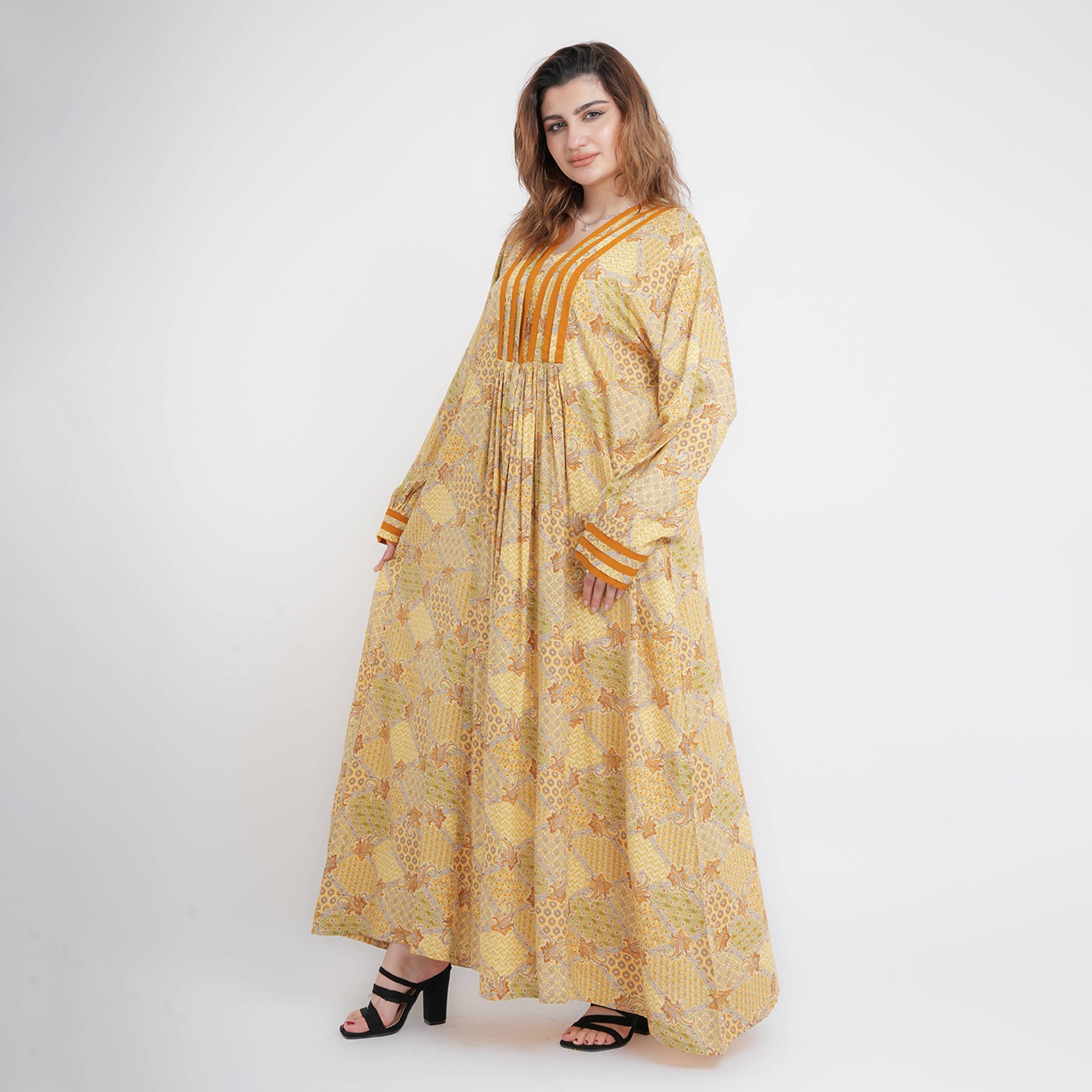IKKXA Geometric & Paisley Bishop Sleeves Women's Jalabiya-women-arabicclothing-jalabiyas-image-15