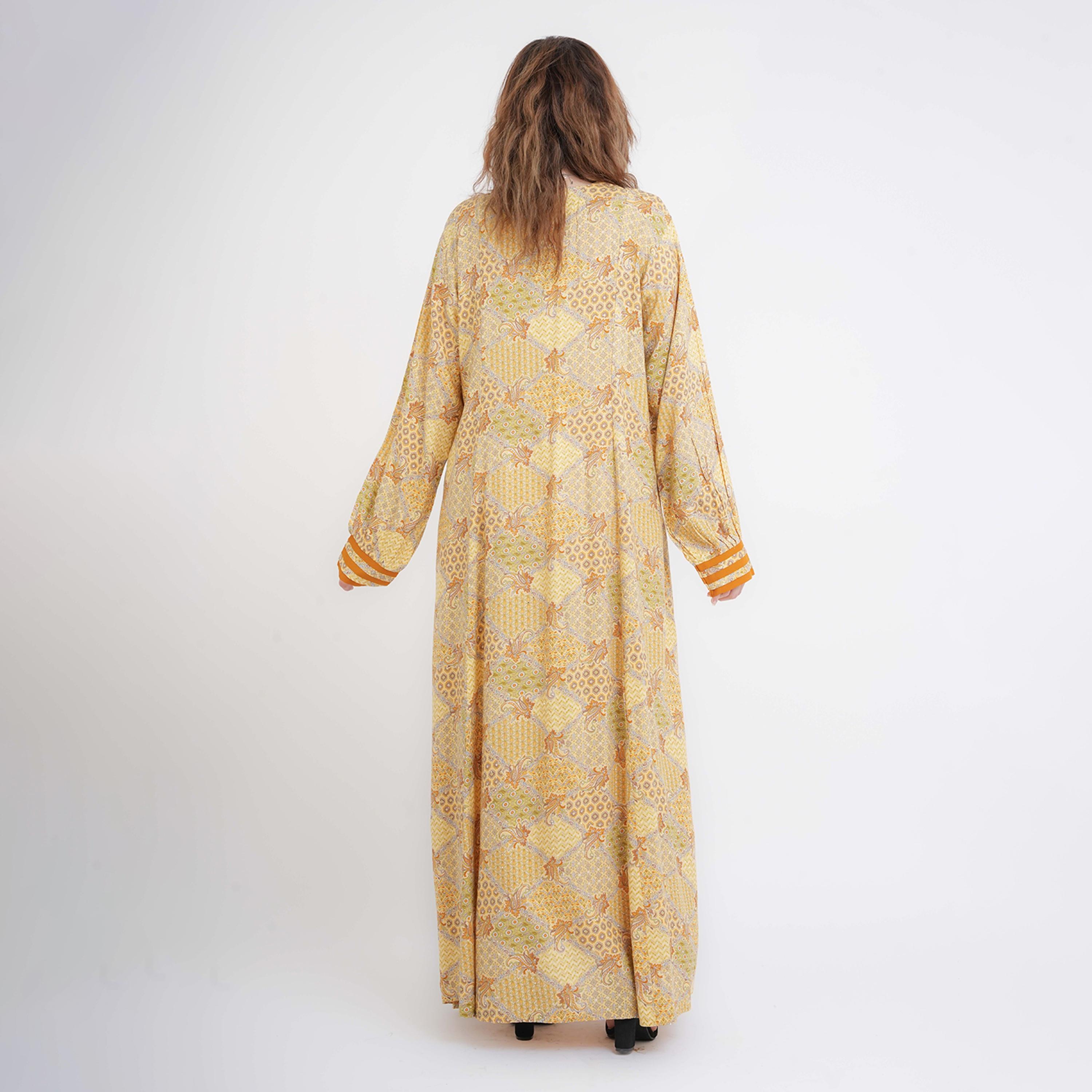 IKKXA Geometric & Paisley Bishop Sleeves Women's Jalabiya-women-arabicclothing-jalabiyas-image-16