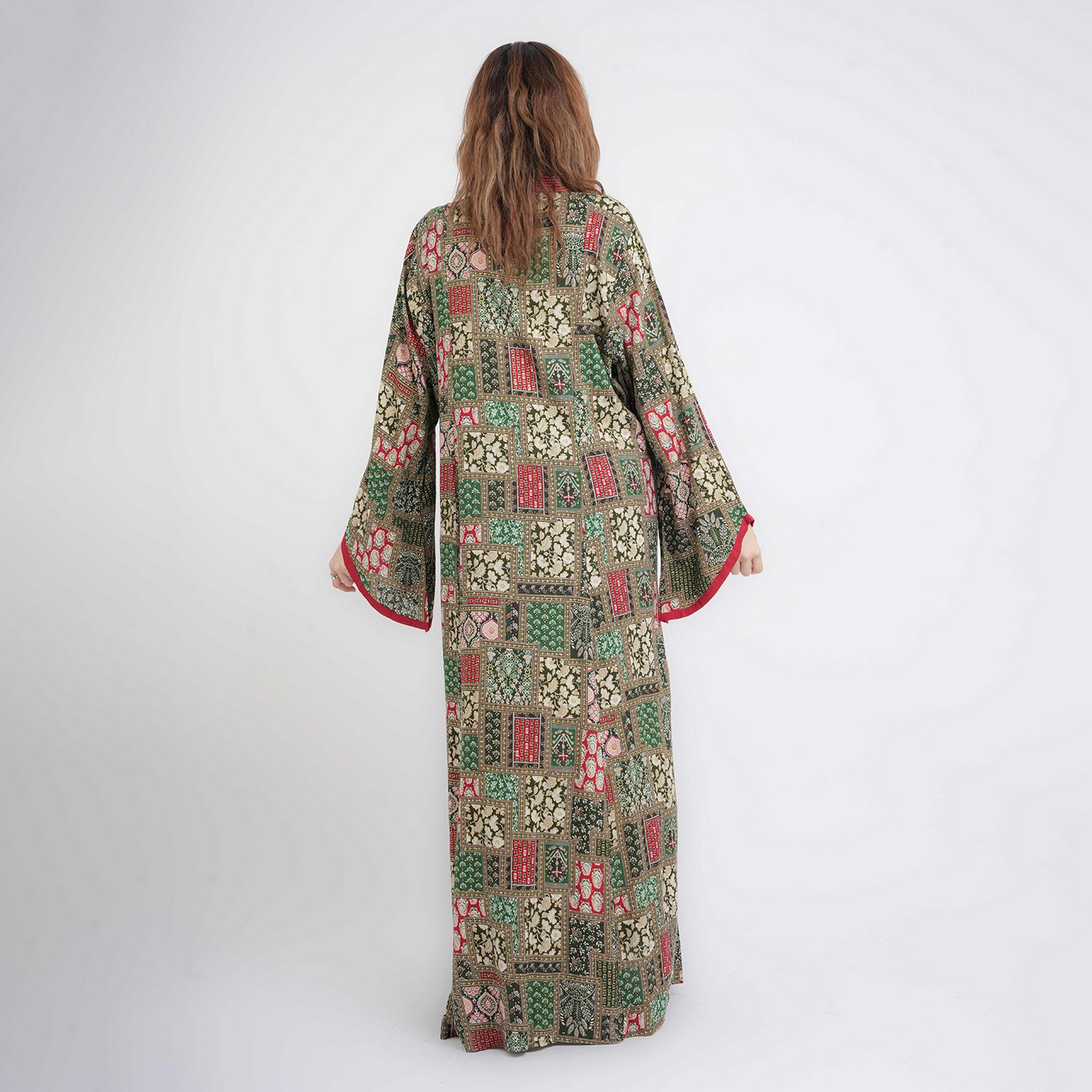 IKKXA Geometric Print Mandarin Collar Flared Sleeves Women's Jalabiya-women-arabicclothing-jalabiyas-image-8