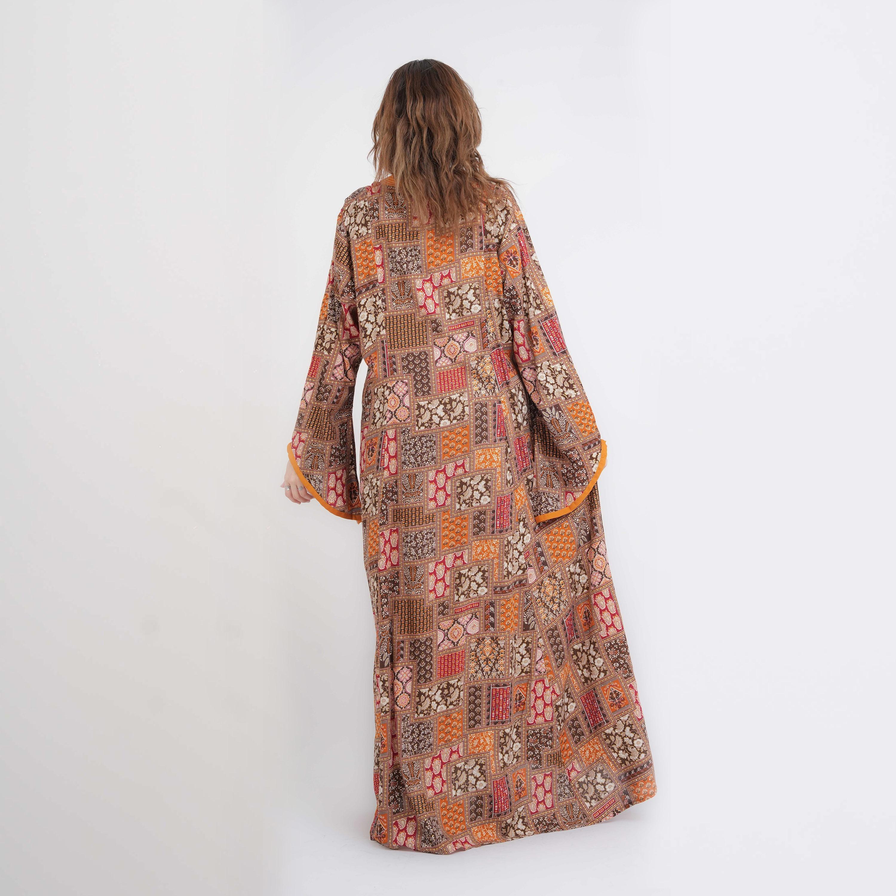 IKKXA Geometric Print Mandarin Collar Flared Sleeves Women's Jalabiya-women-arabicclothing-jalabiyas-image-16