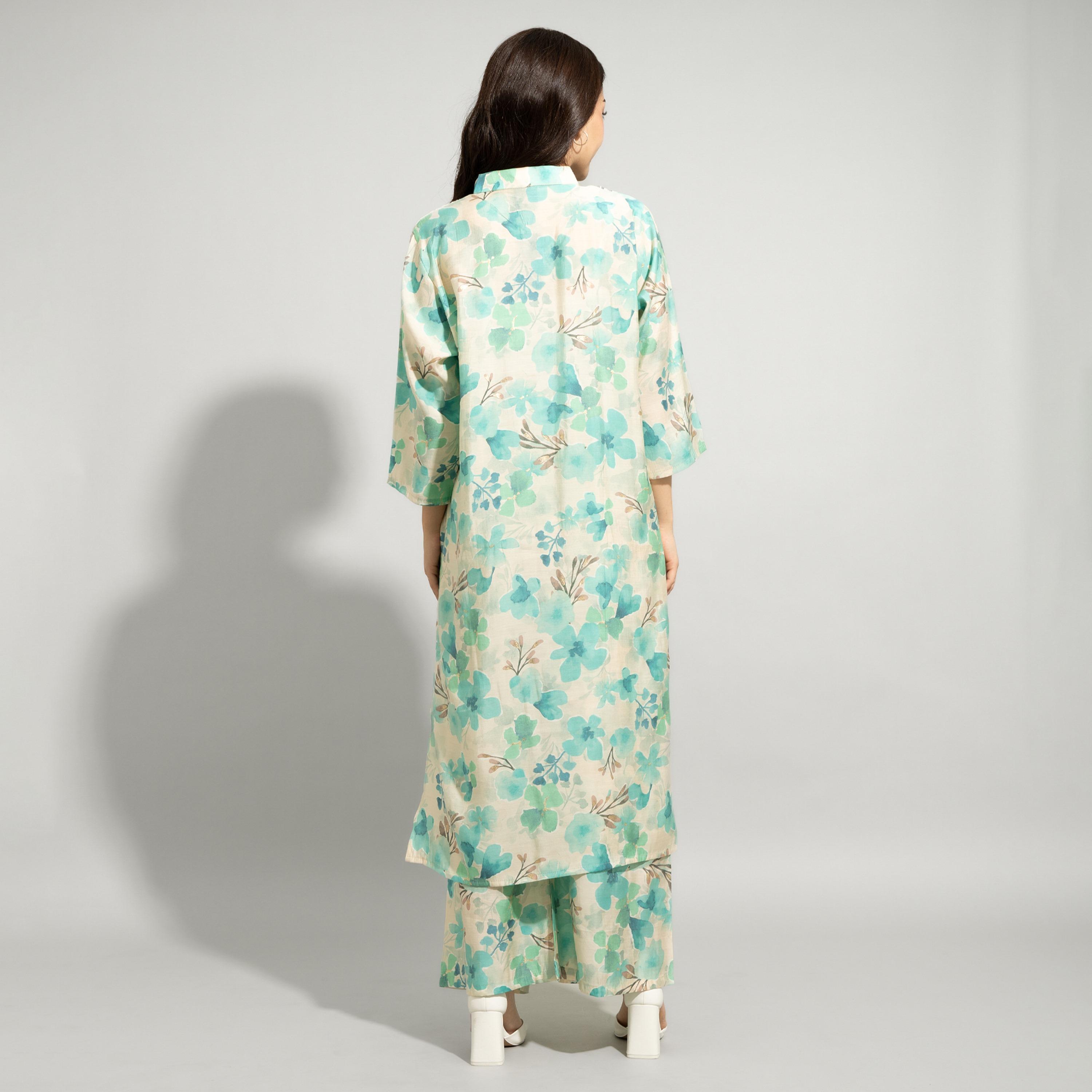 طقم بنجابي نسائي احتفالي مكون من قطعتين برقبة ماندرين ومزين بالزهور من إككسا-women-arabicclothing-sets-image-4