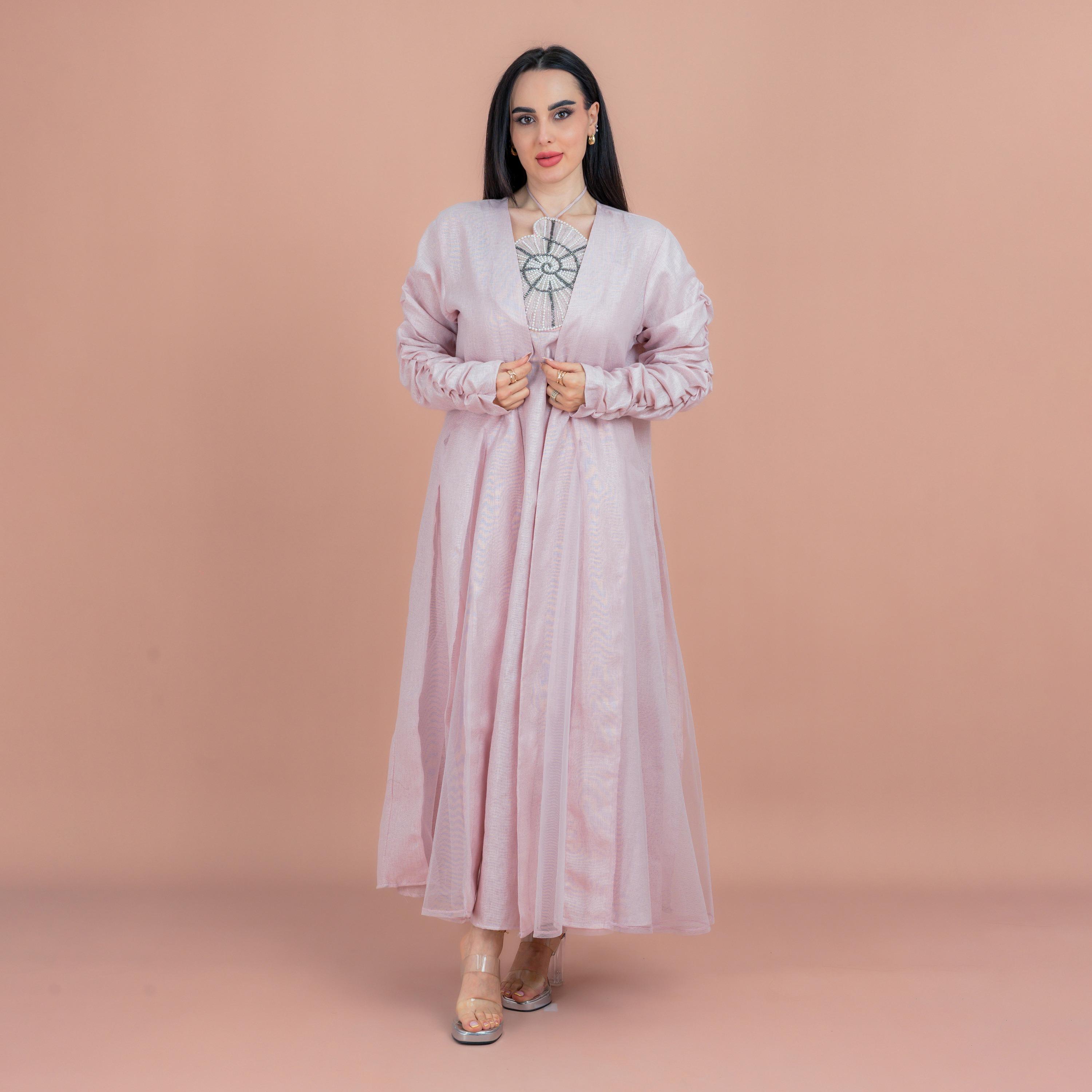 IKKXA 2-Piece Beaded & Pearl Women's Evening Jalabiya-women-arabicclothing-jalabiyas-image-1