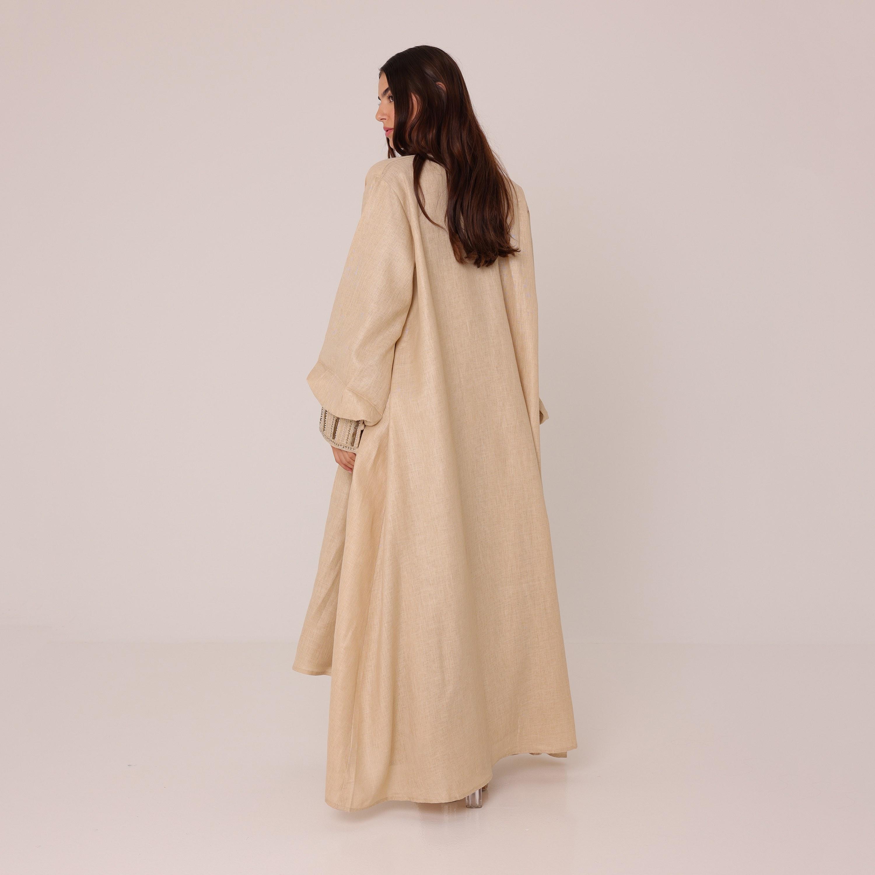 فستان سهرة داخلي مع عباية بأكمام واسعة ومزينة بالخرز من إيككسا-women-arabicclothing-abayas-image-5