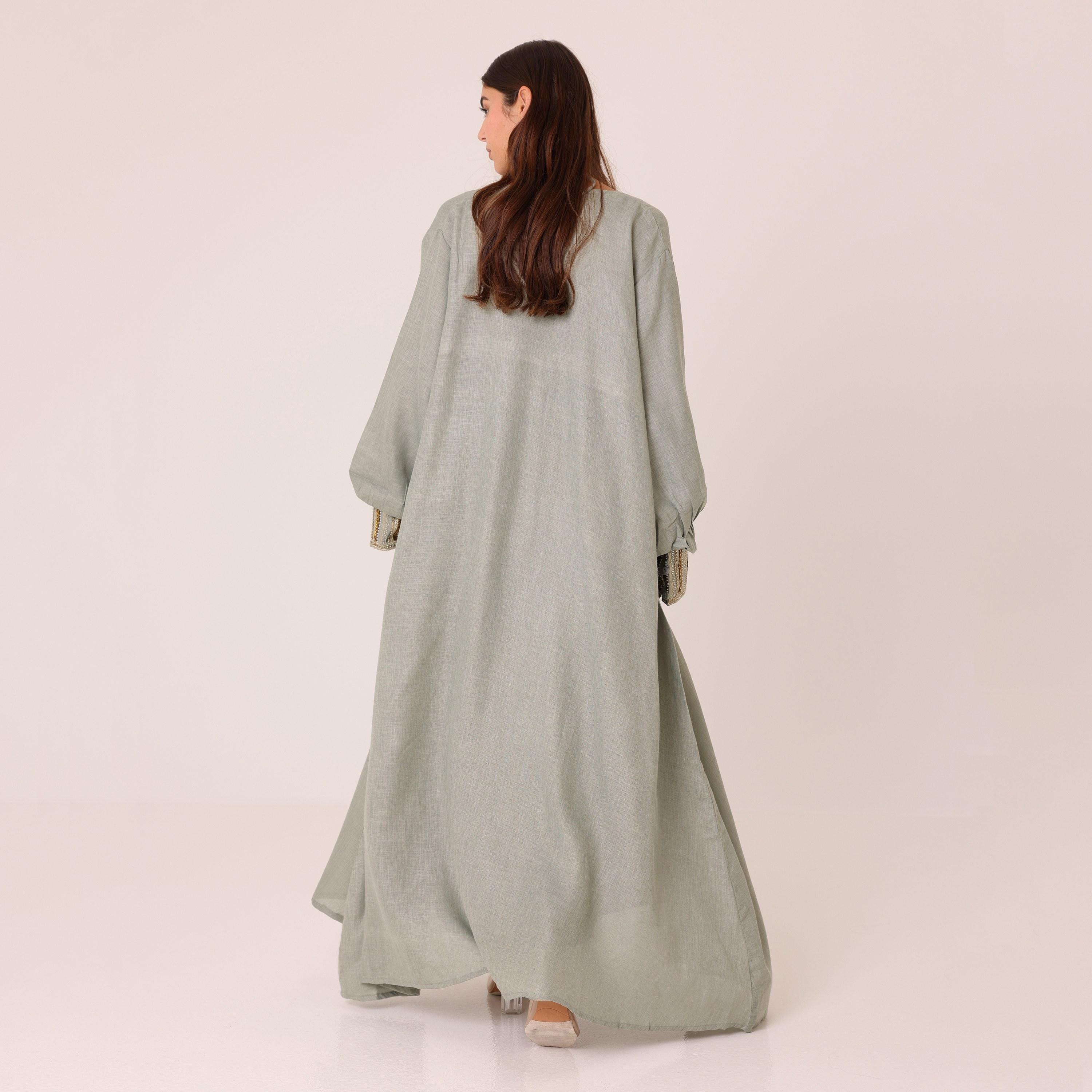 IKKXA Beaded Wide Sleeves Women's Evening Inner Dress with Abaya-women-arabicclothing-abayas-image-1