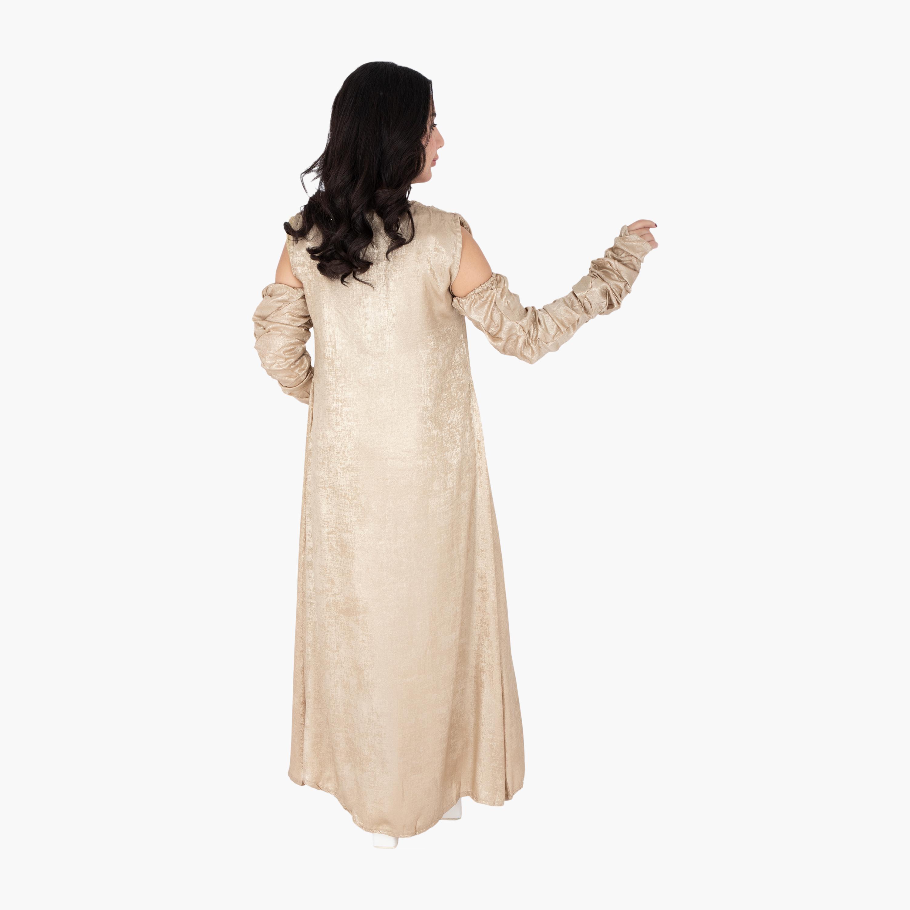 جلابية سهرة نسائية مكشوفة الكتفين من منقطة بأكمام قصيرة من إككسا-women-arabicclothing-jalabiyas-image-9