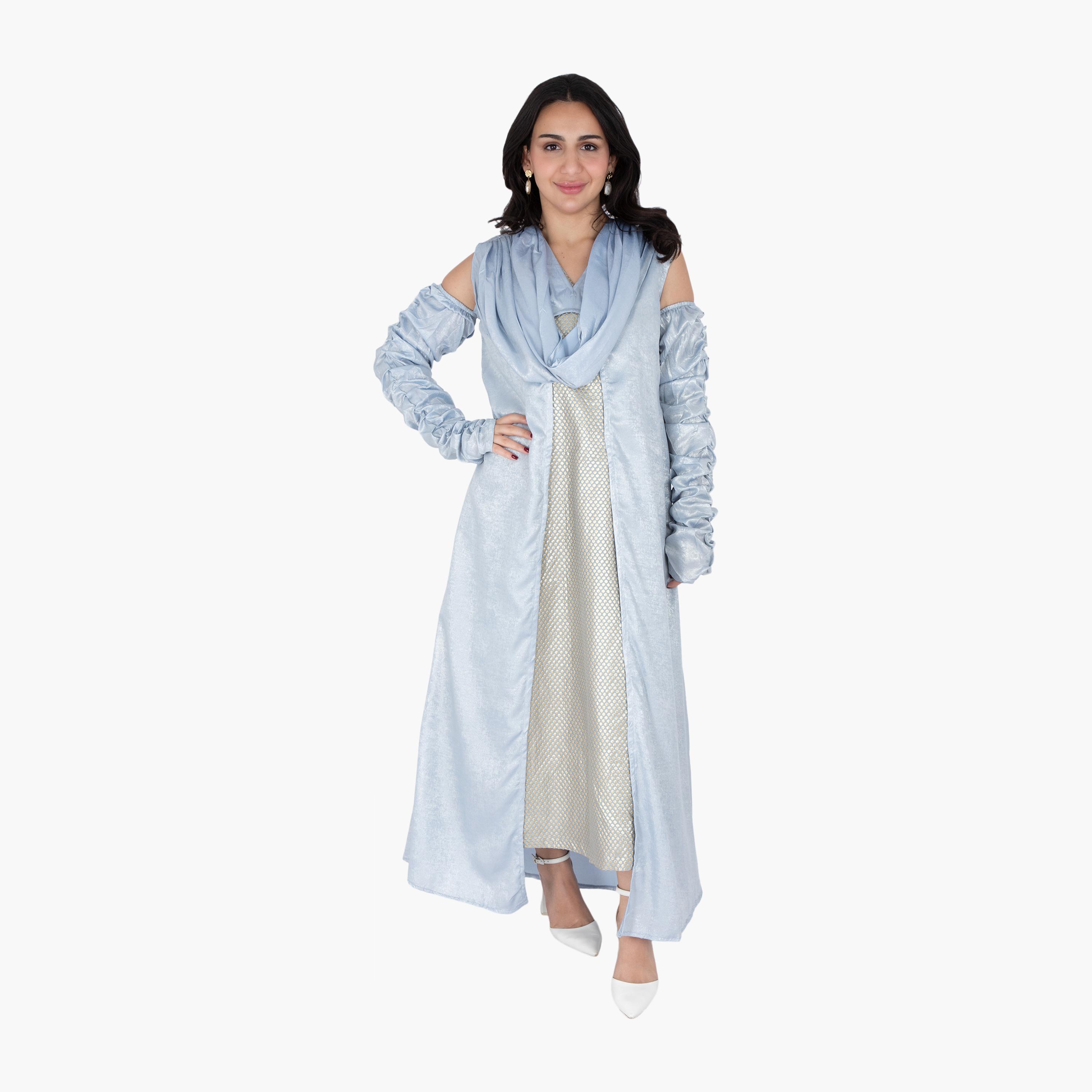 جلابية سهرة نسائية مكشوفة الكتفين من منقطة بأكمام قصيرة من إككسا-women-arabicclothing-jalabiyas-image-10