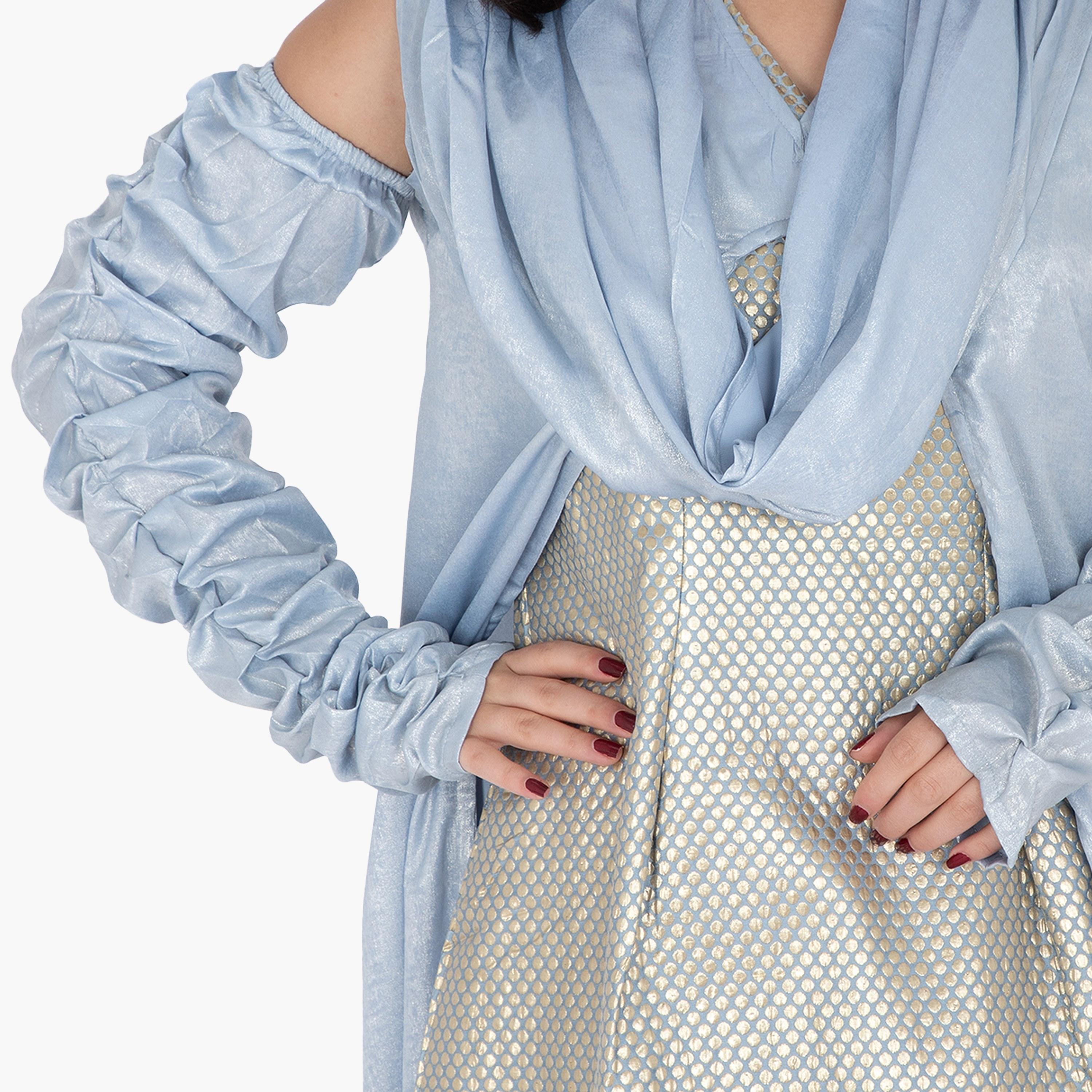 جلابية سهرة نسائية مكشوفة الكتفين من منقطة بأكمام قصيرة من إككسا-women-arabicclothing-jalabiyas-image-11