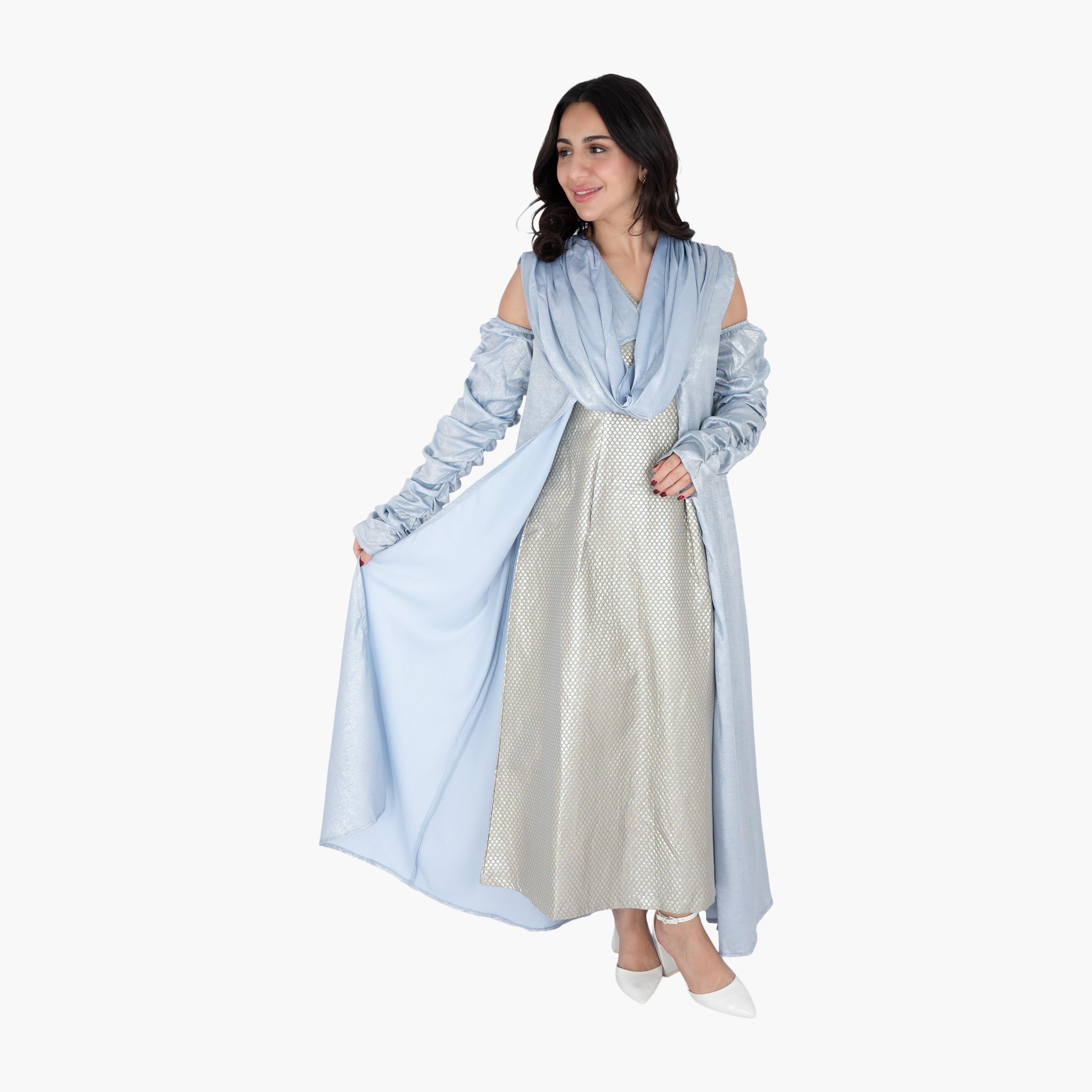 جلابية سهرة نسائية مكشوفة الكتفين من منقطة بأكمام قصيرة من إككسا-women-arabicclothing-jalabiyas-image-12