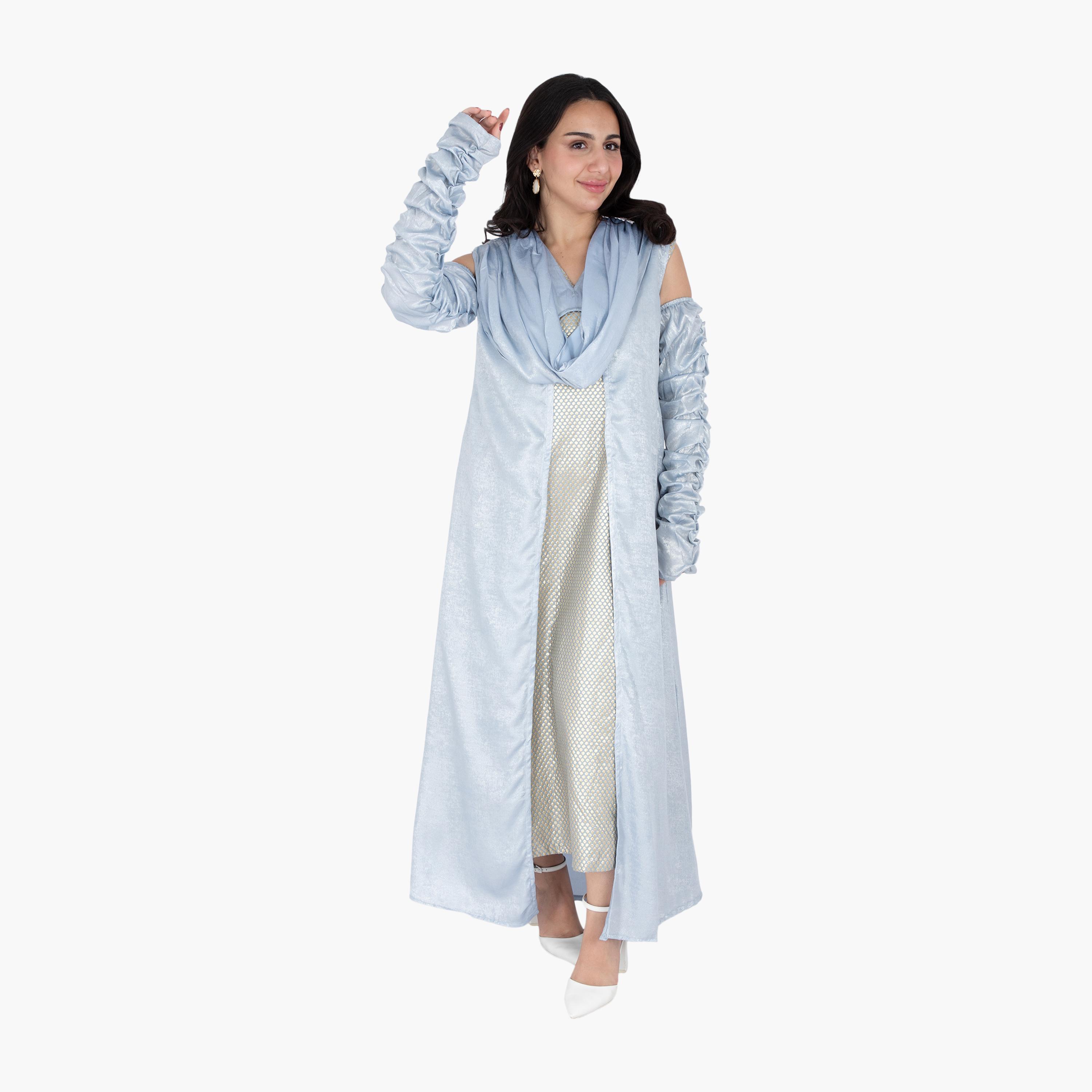 جلابية سهرة نسائية مكشوفة الكتفين من منقطة بأكمام قصيرة من إككسا-women-arabicclothing-jalabiyas-image-13