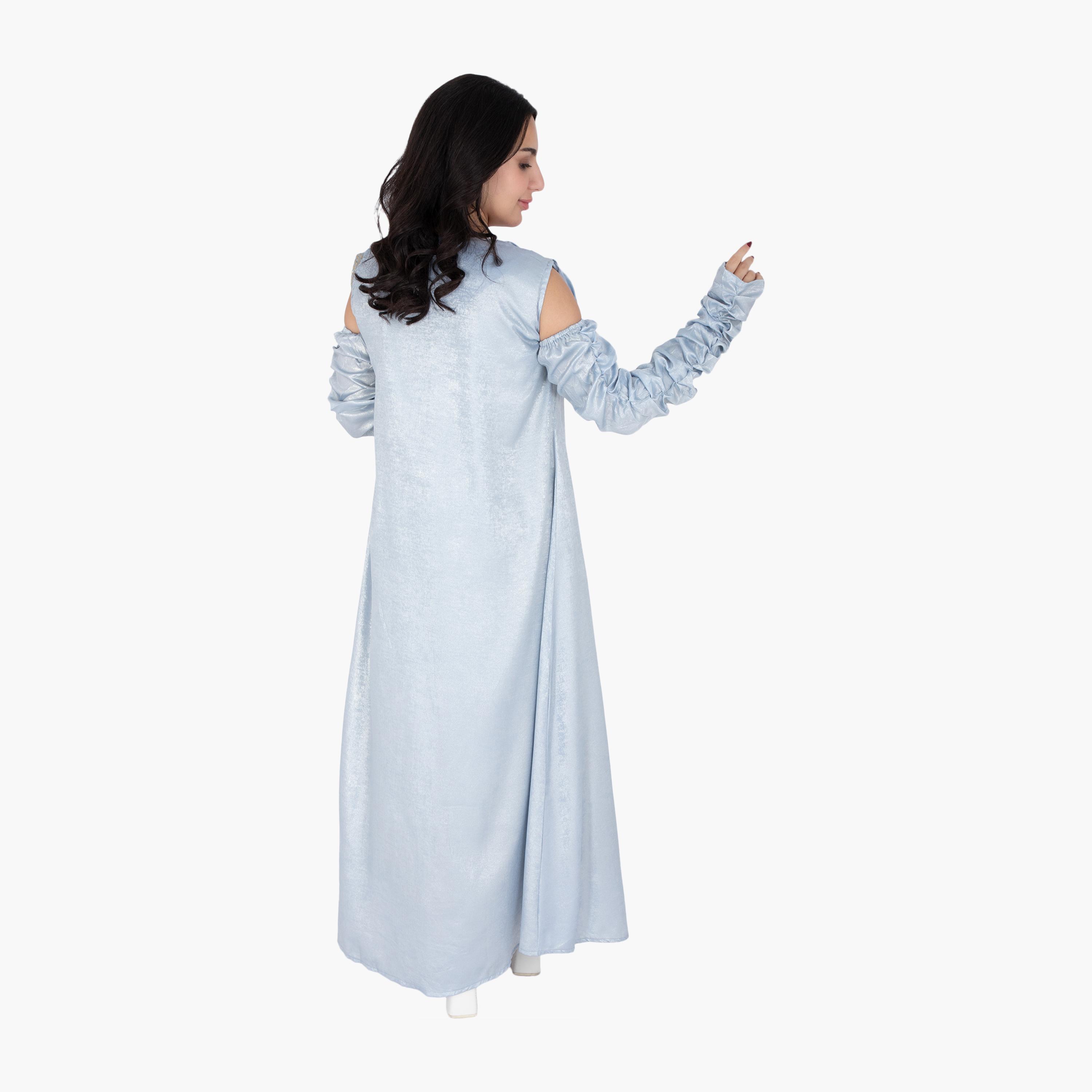 جلابية سهرة نسائية مكشوفة الكتفين من منقطة بأكمام قصيرة من إككسا-women-arabicclothing-jalabiyas-image-14