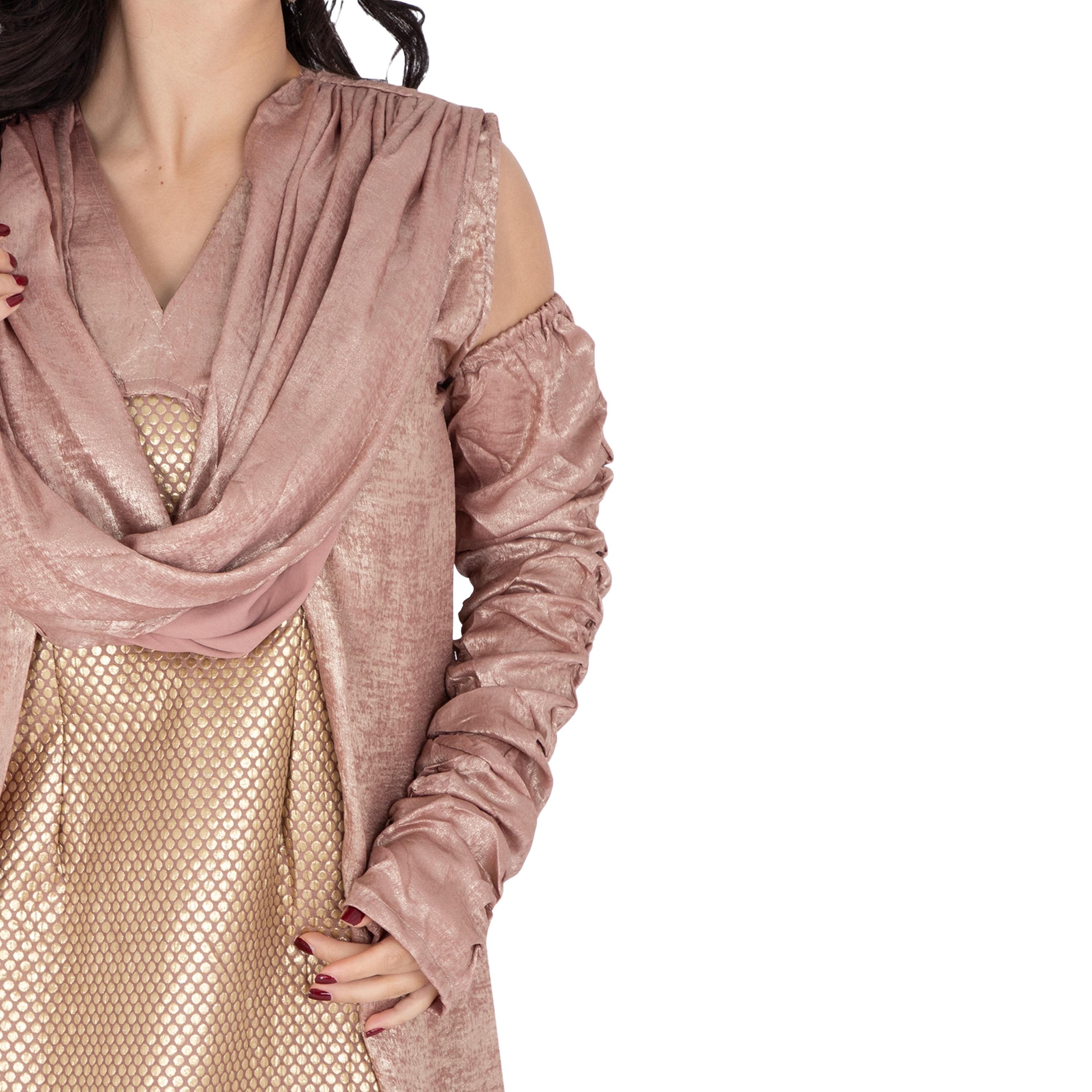 IKKXA Polka Dotted Cold-Shoulder Cut Sleeves Women's Evening Jalabiya-women-arabicclothing-jalabiyas-image-2