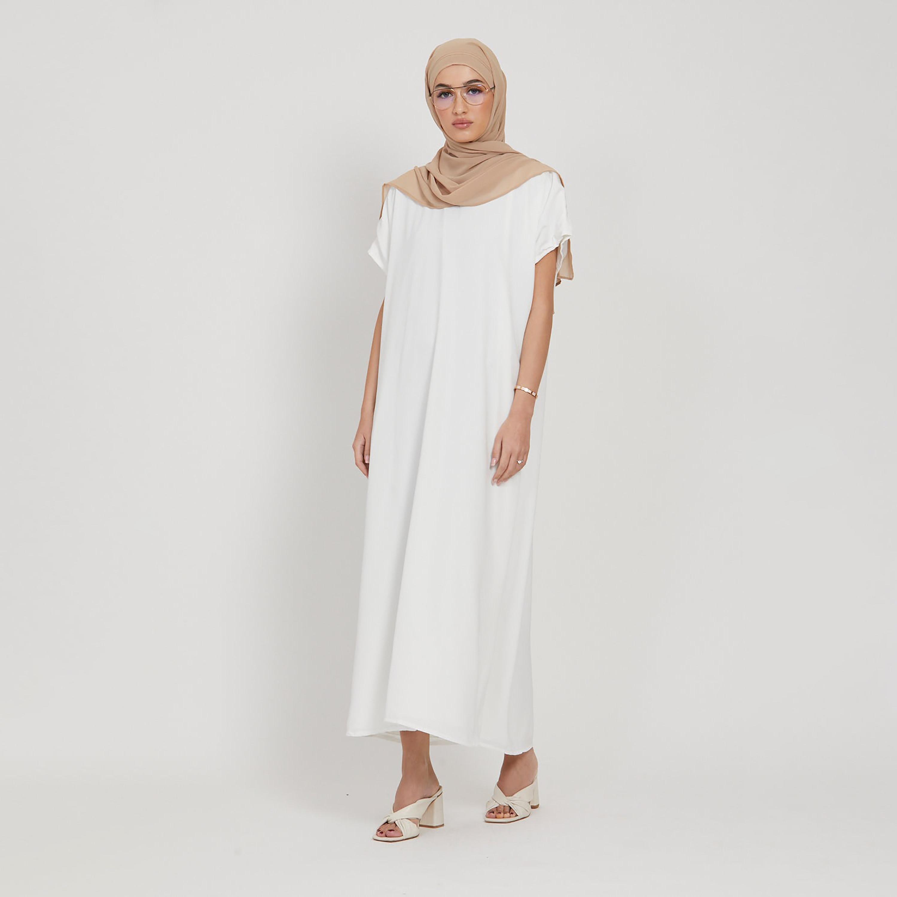 Nukhbaa White Nida Abaya Inner Dress-women-arabicclothing-abayainner-image-1