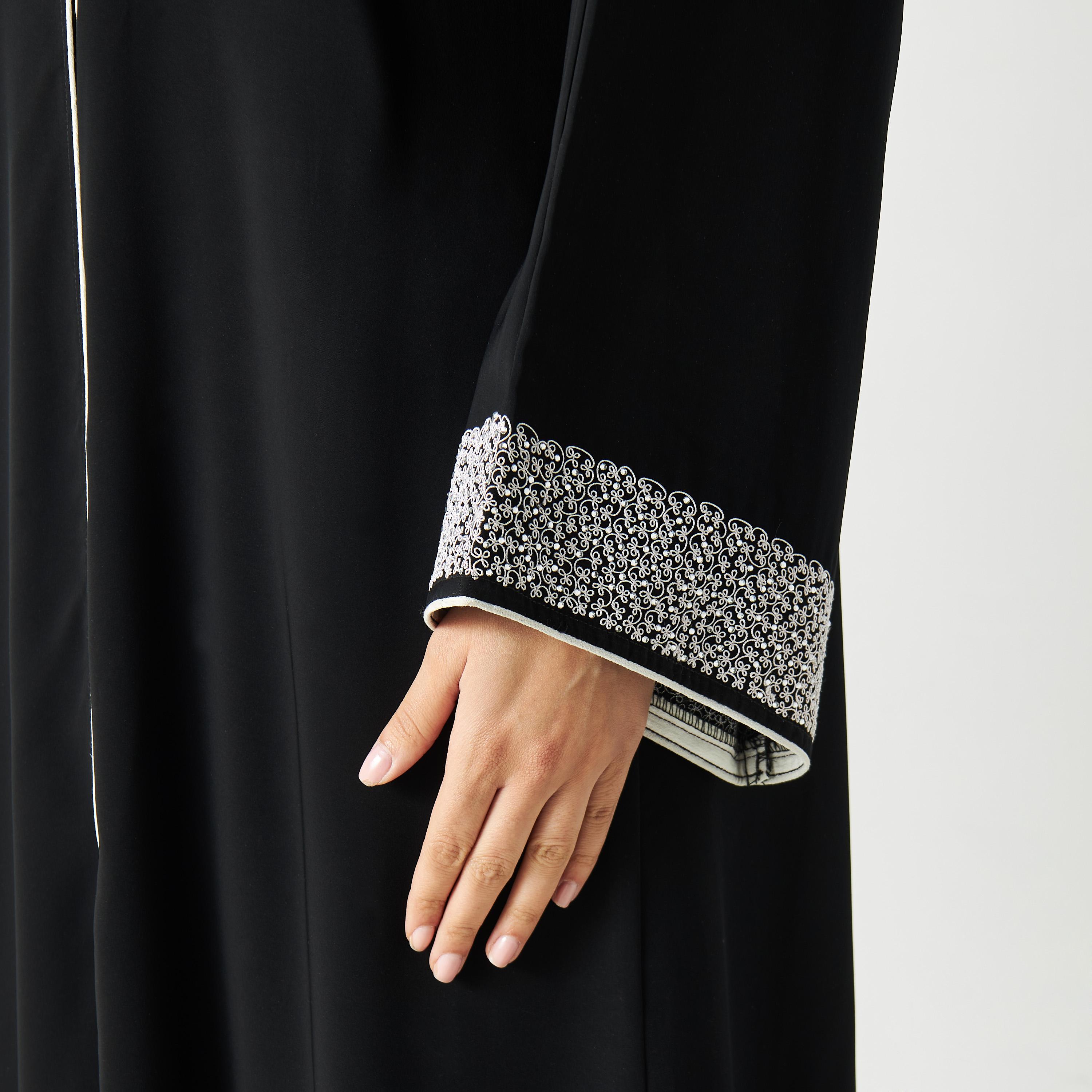 Embroidered Abaya with V-neck-women-arabicclothing-abayas-image-3