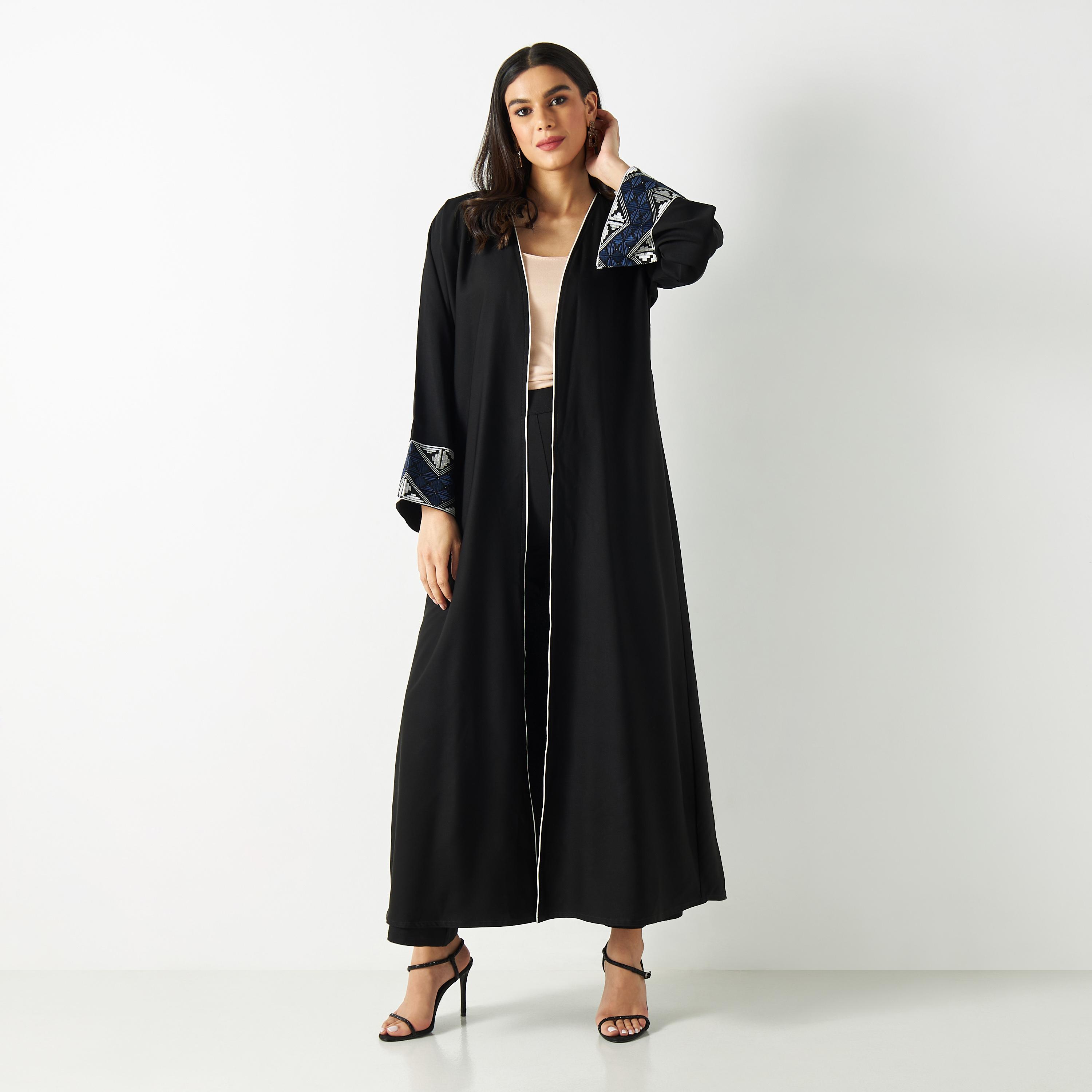 Embroidered Sleeves Abaya-women-arabicclothing-abayas-image-1