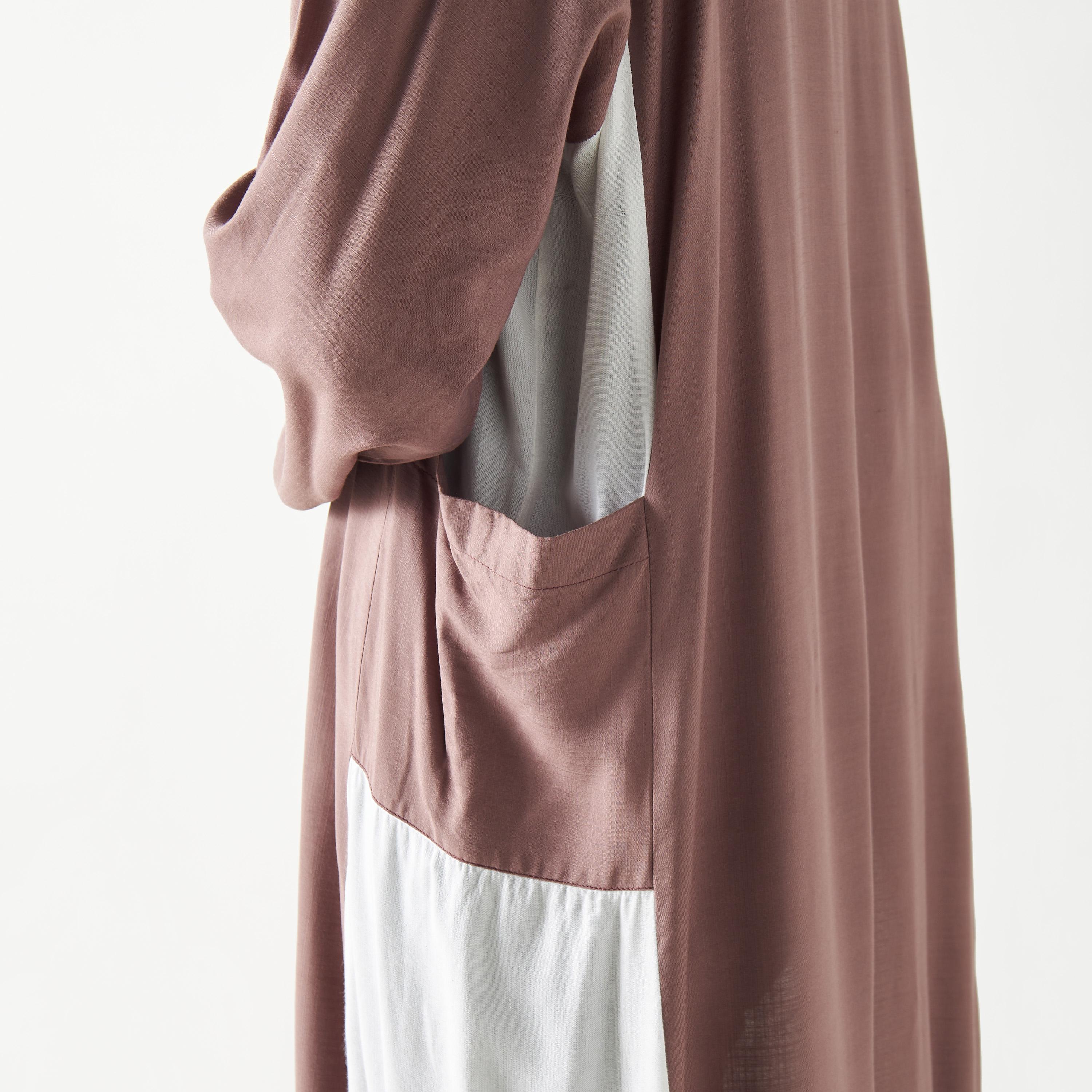 Two-Tone Open Front Abaya with Pockets-women-arabicclothing-abayas-image-4