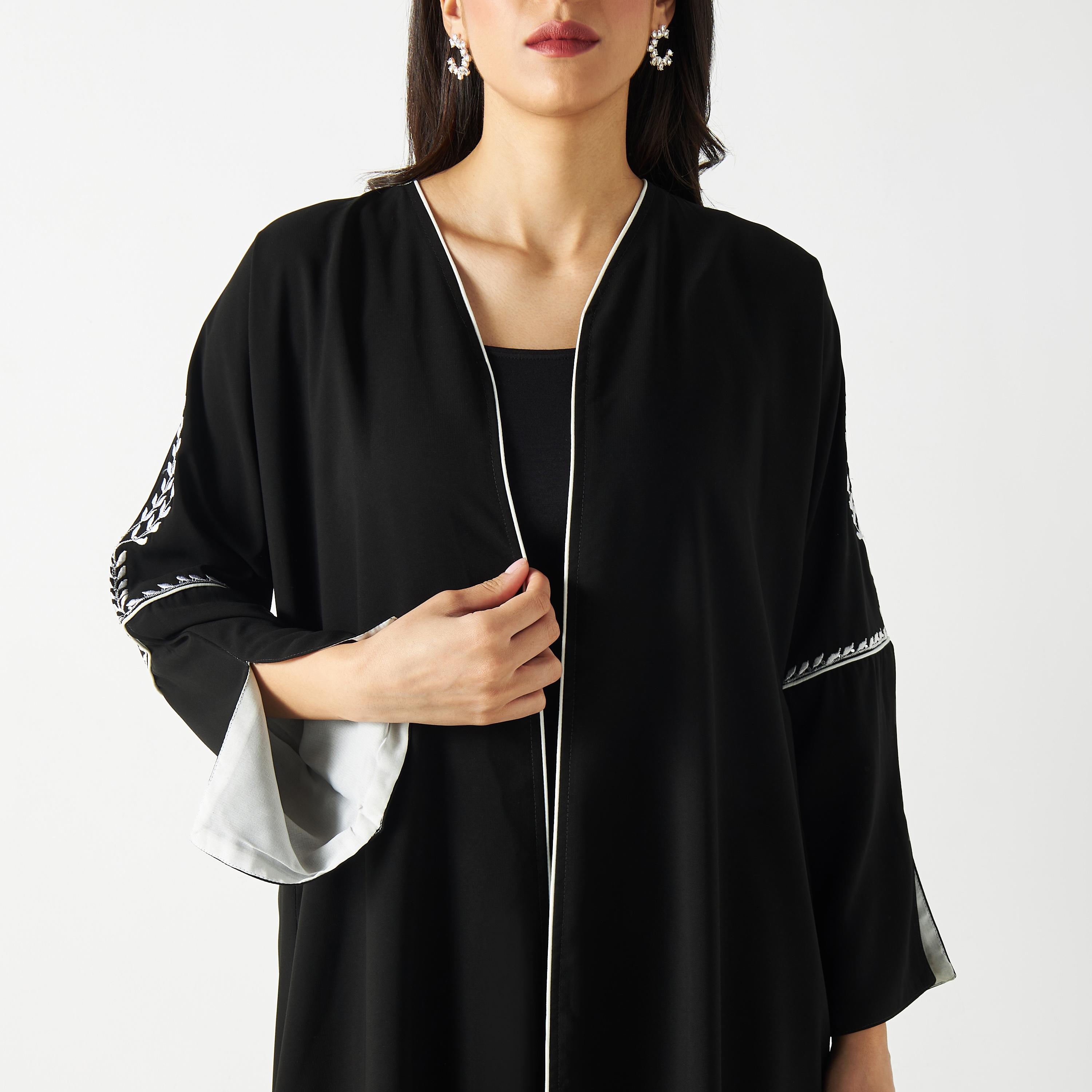 Embroidered Abaya with Slit Detail Sleeves-women-arabicclothing-abayas-image-3