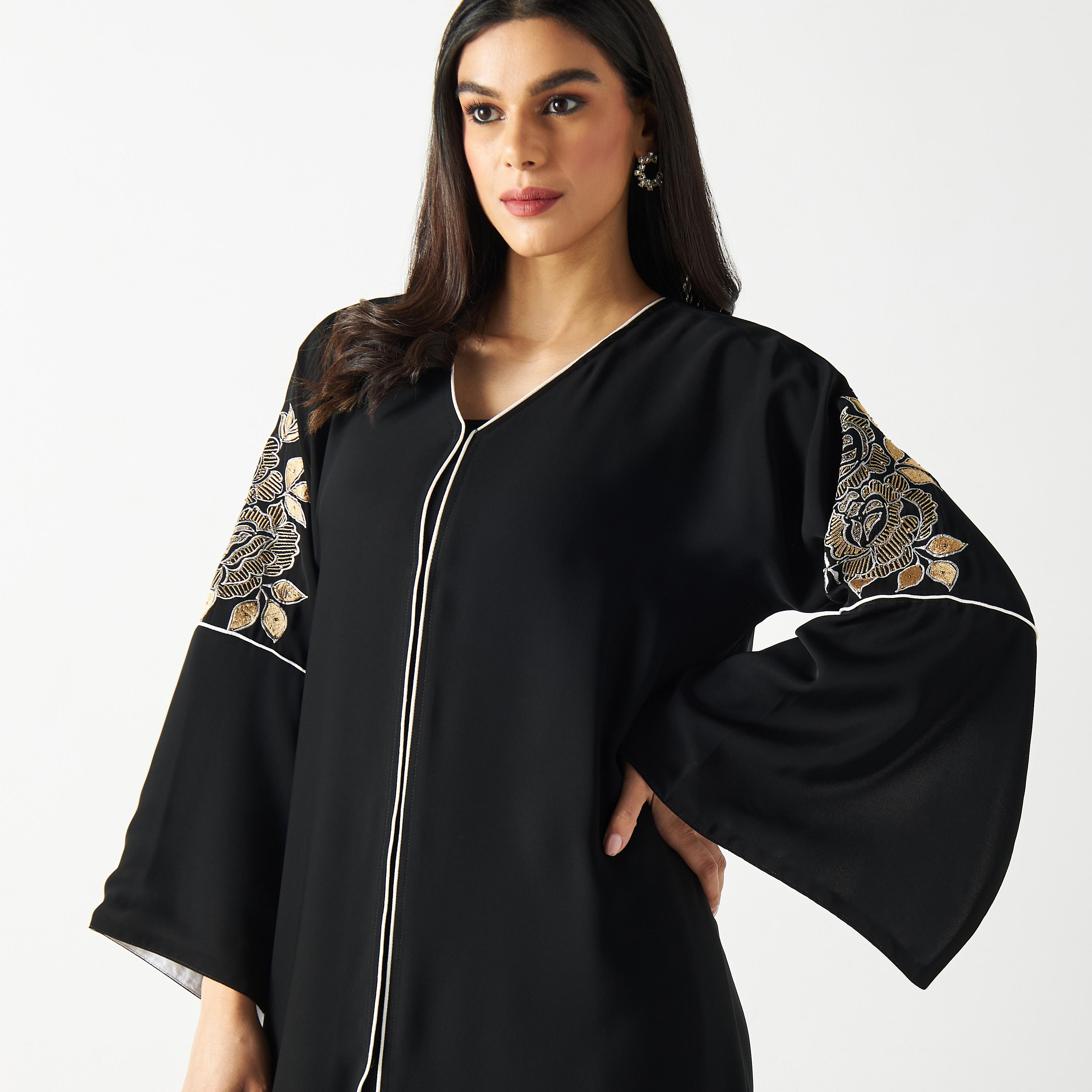 Embroidered Sleeves Abaya-women-arabicclothing-abayas-image-3