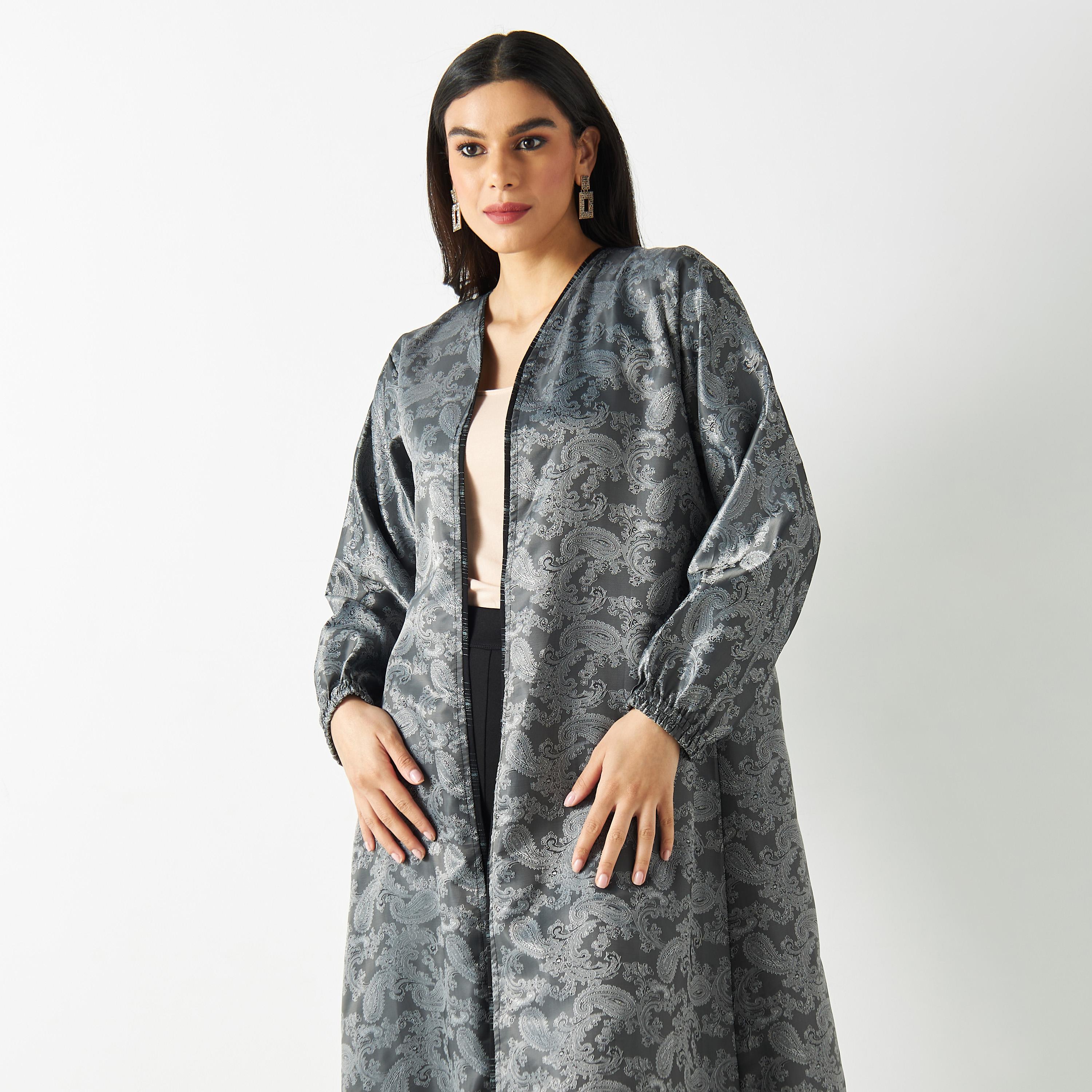 Paisley Print Open Front Abaya-women-arabicclothing-abayas-image-2