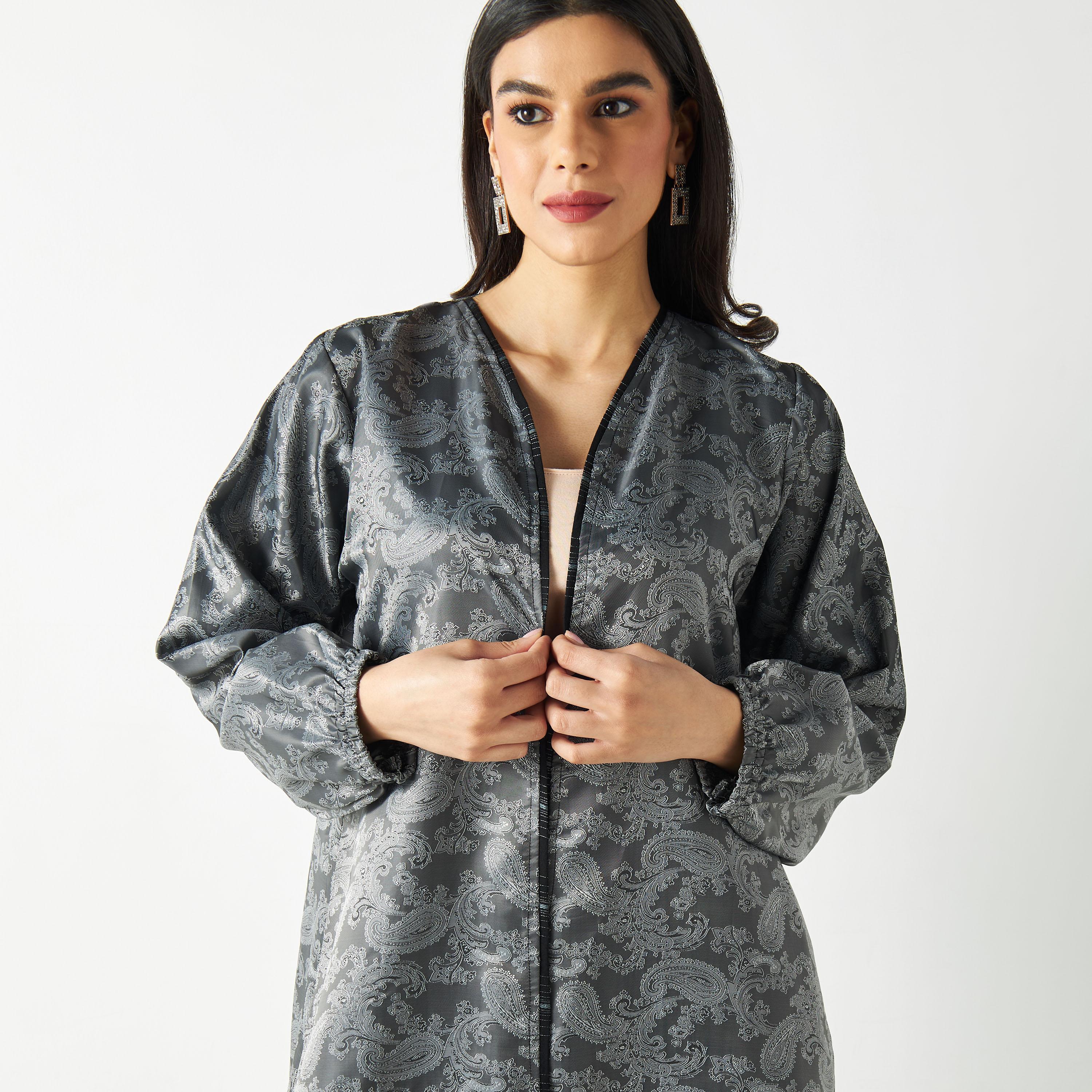 Paisley Print Open Front Abaya-women-arabicclothing-abayas-image-3