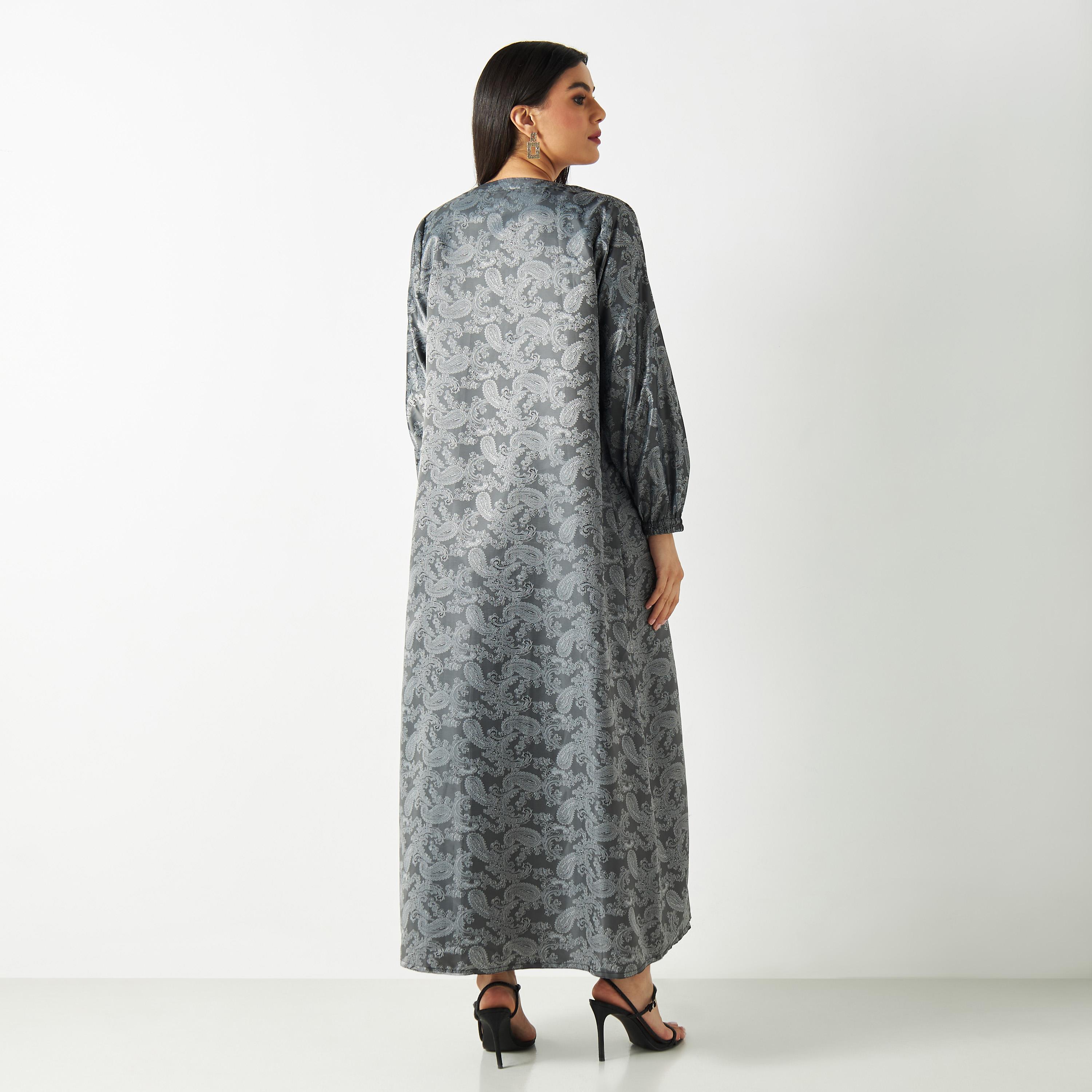 Paisley Print Open Front Abaya-women-arabicclothing-abayas-image-5